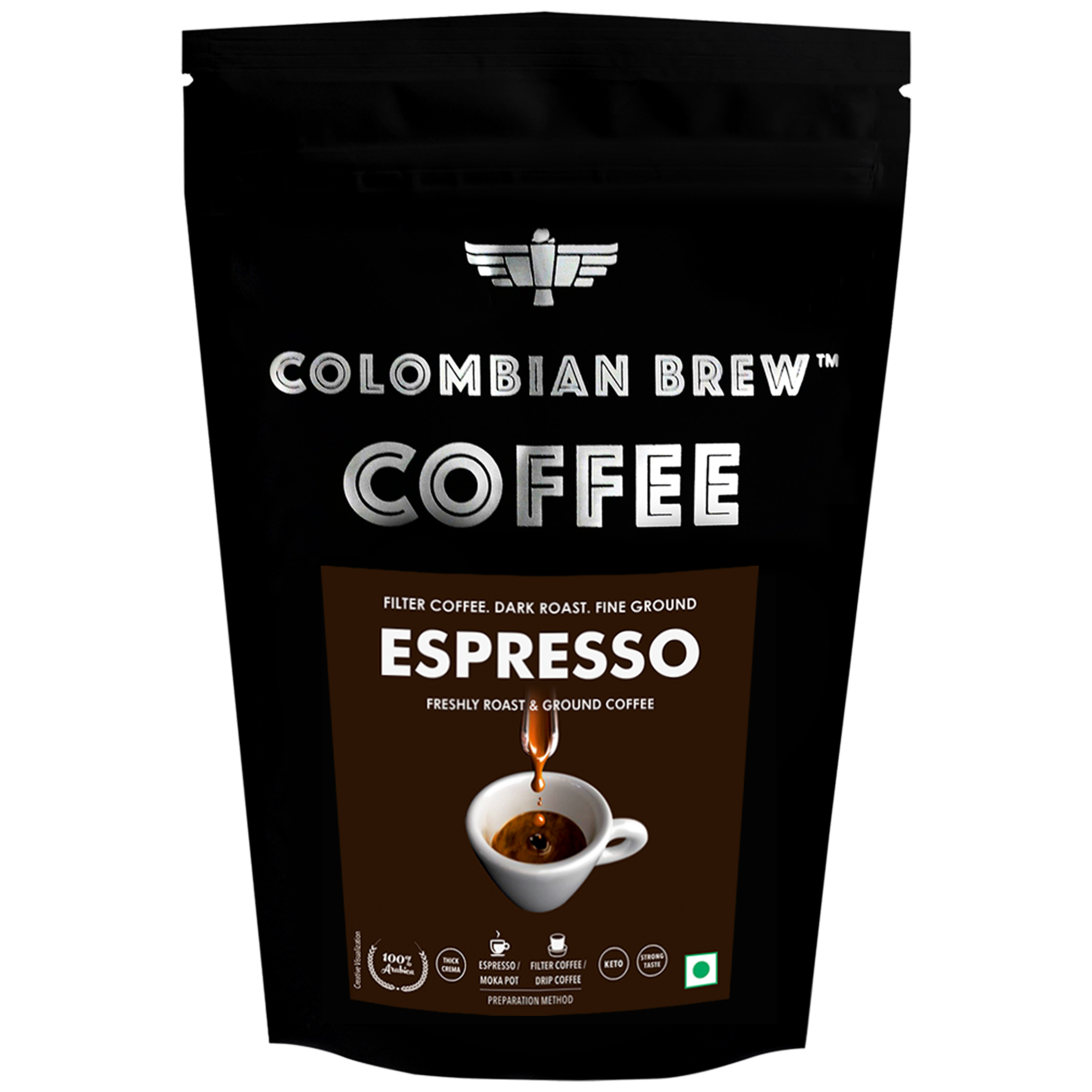 Colombian Brew Arabica Espresso Filter Coffee Powder, Roast