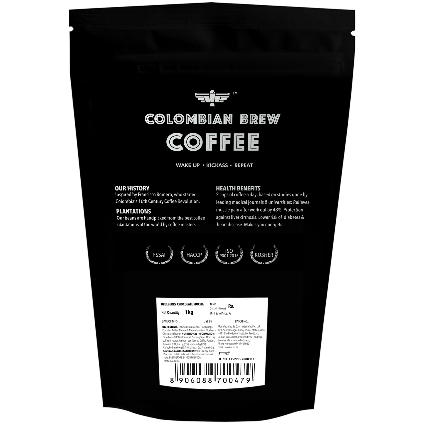 Blueberry Chocolate Mocha, No Sugar Vegan, 1kg Hotel Pack