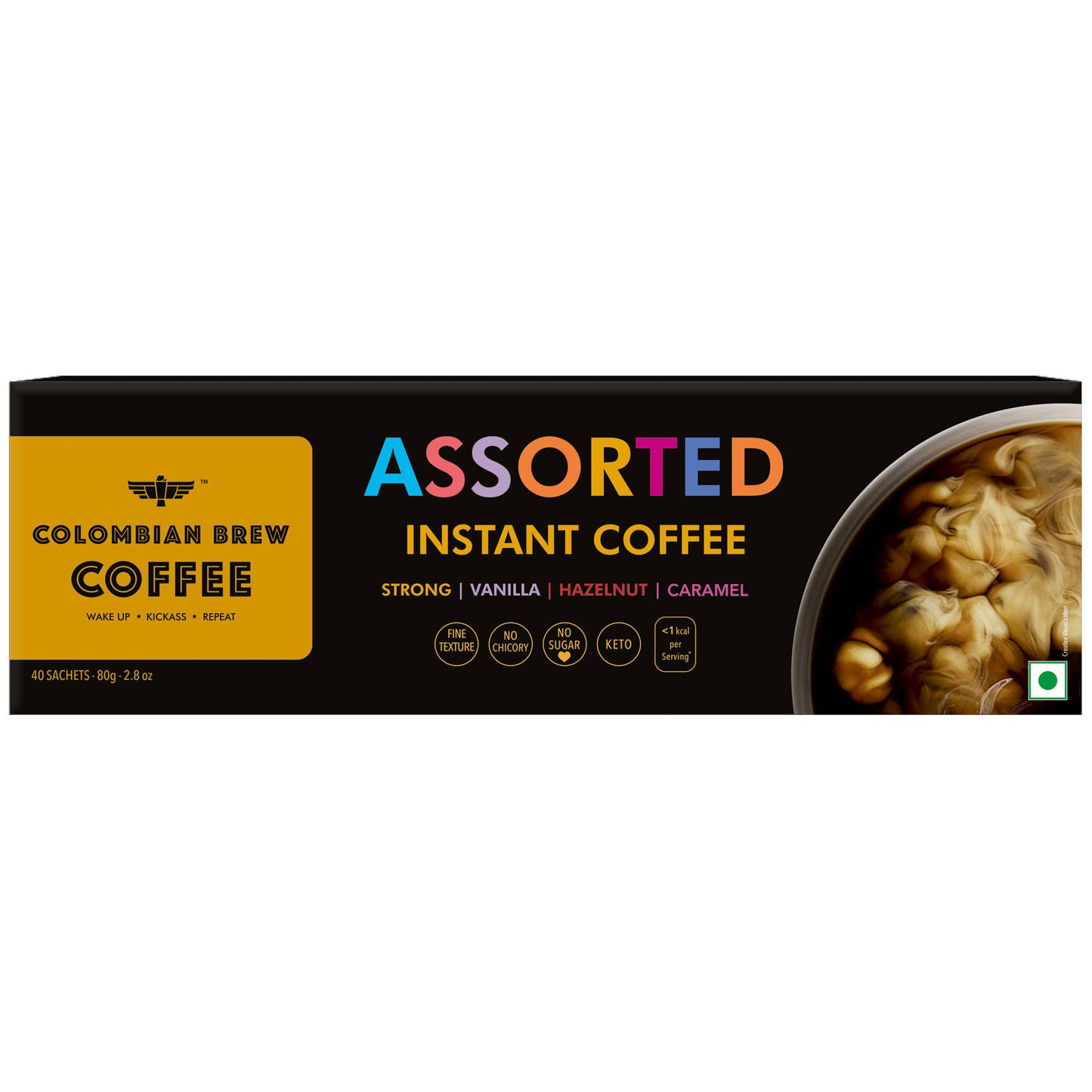 Assorted Instant Coffee Powder Box (Strong, Vanilla, Hazelnut, Caramel) 80gm 