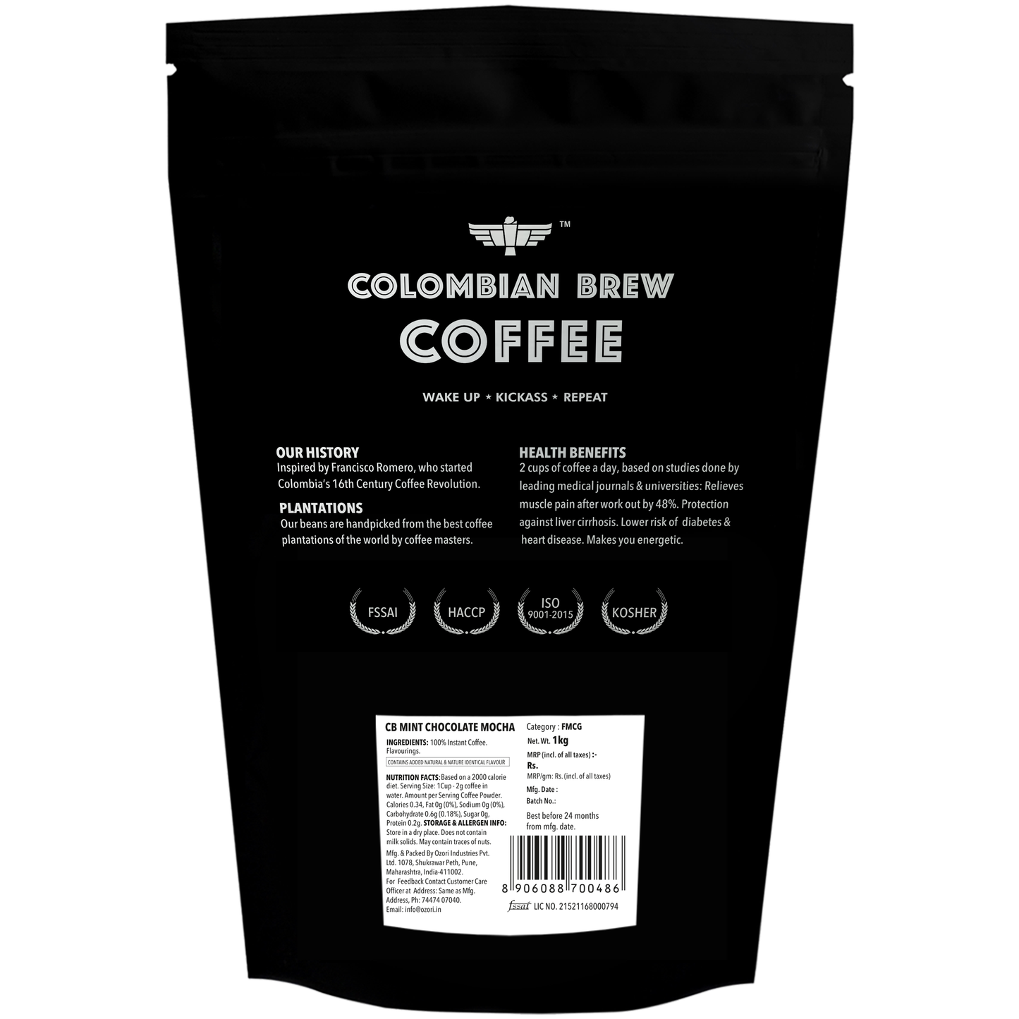 Mint Chocolate Mocha, No Sugar Vegan, 1kg Hotel Pack