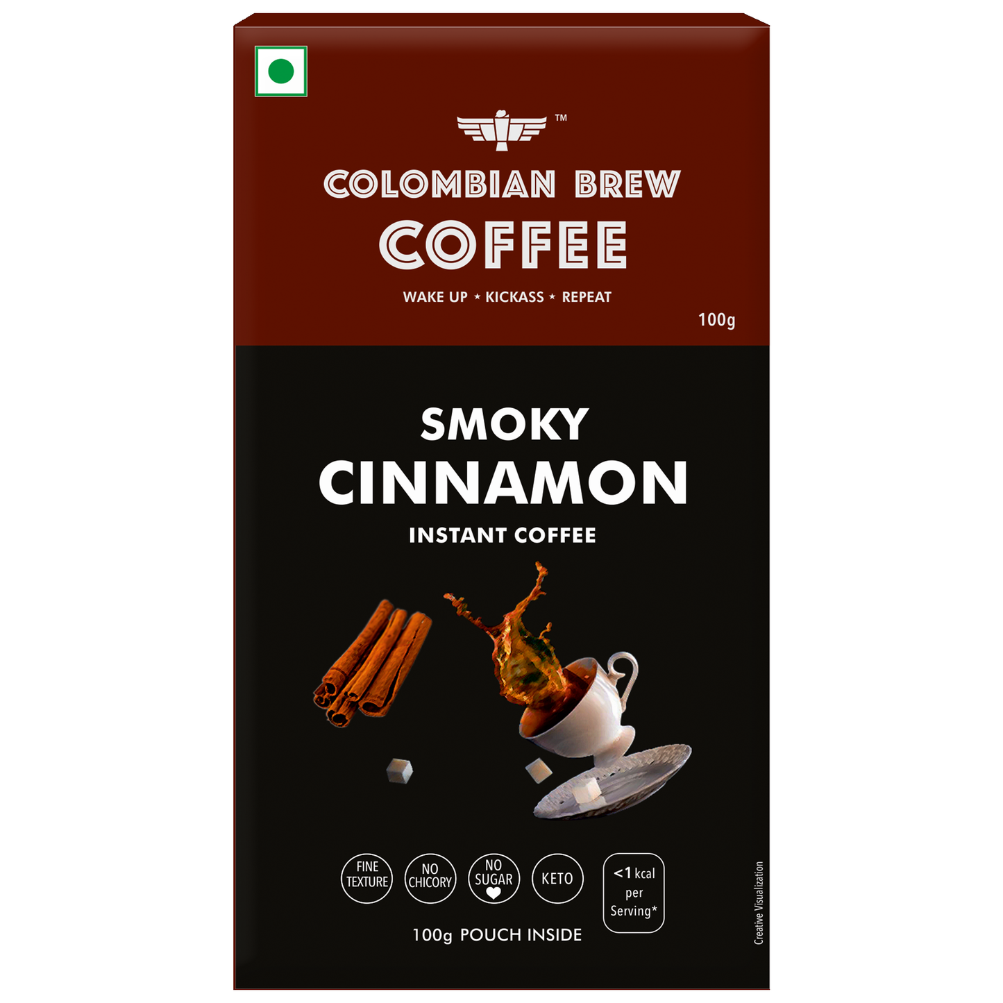 Smoky Cinnamon Instant Coffee Powder, No Sugar Vegan, 100g