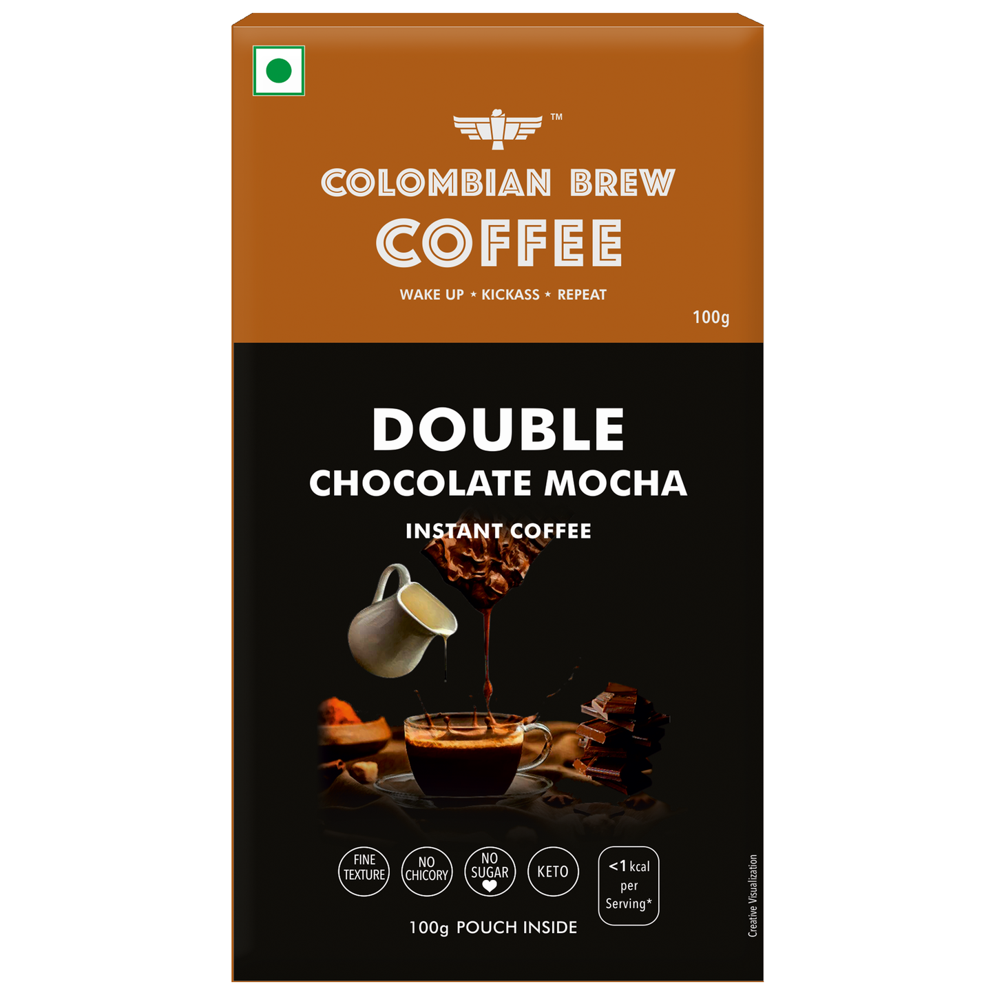 Double Chocolate Mocha Instant Coffee Powder, No Sugar Vegan, 100g