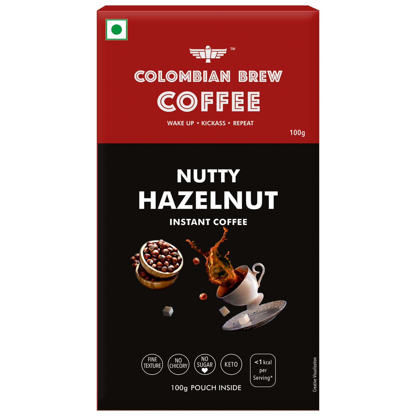 Hazelnut Instant Coffee Powder, No Sugar Vegan, 100g