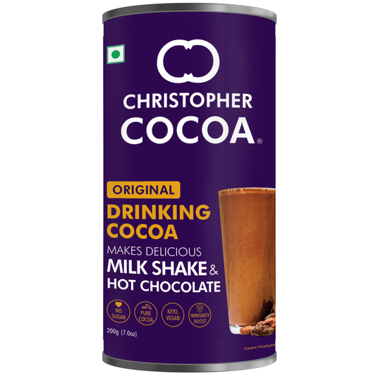 Drinking Chocolate Cocoa Powder, Dark No Sugar, 200g 