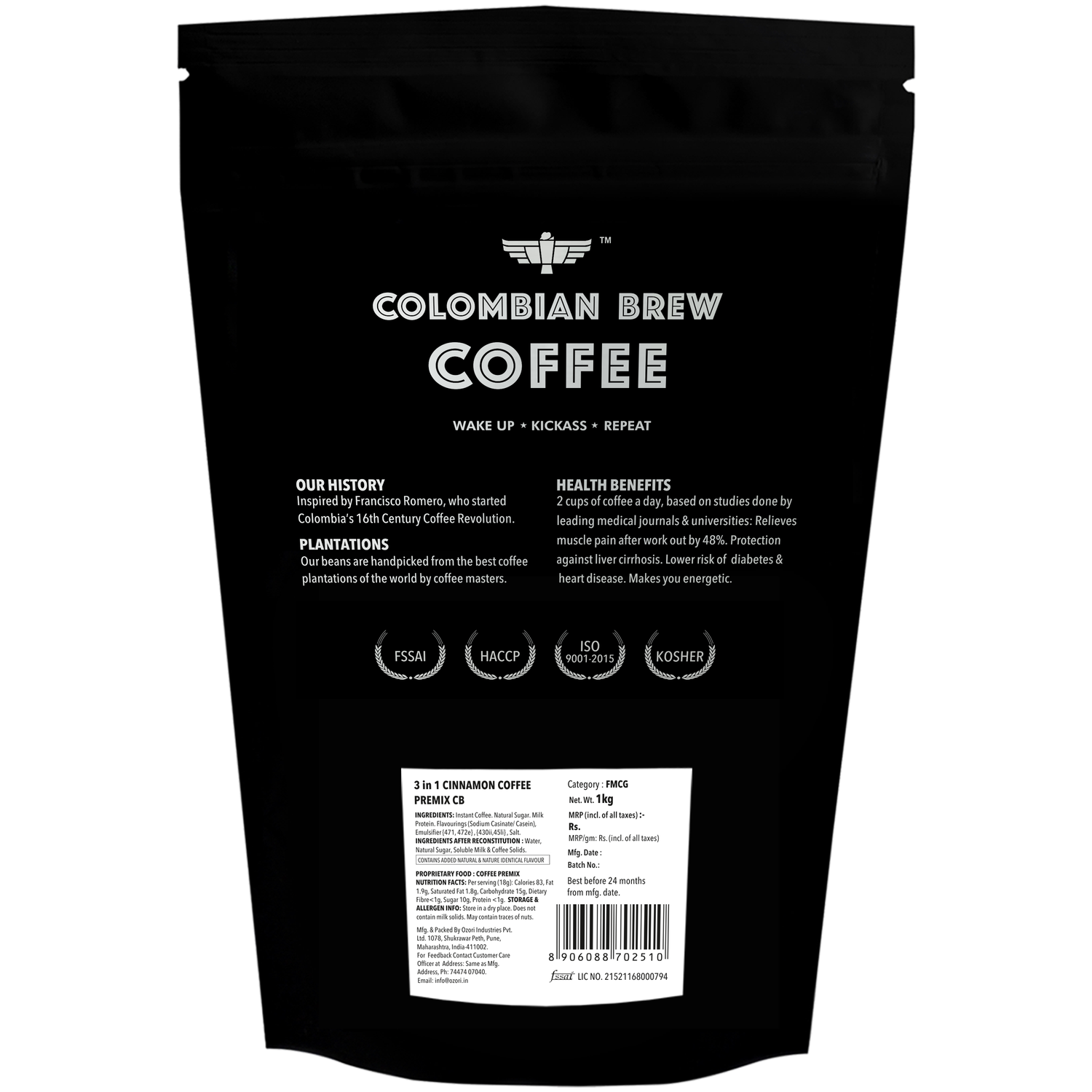 Cinnamon  Café Latte, Instant Coffee Powder Pre-mix (3 in 1) 1kg 