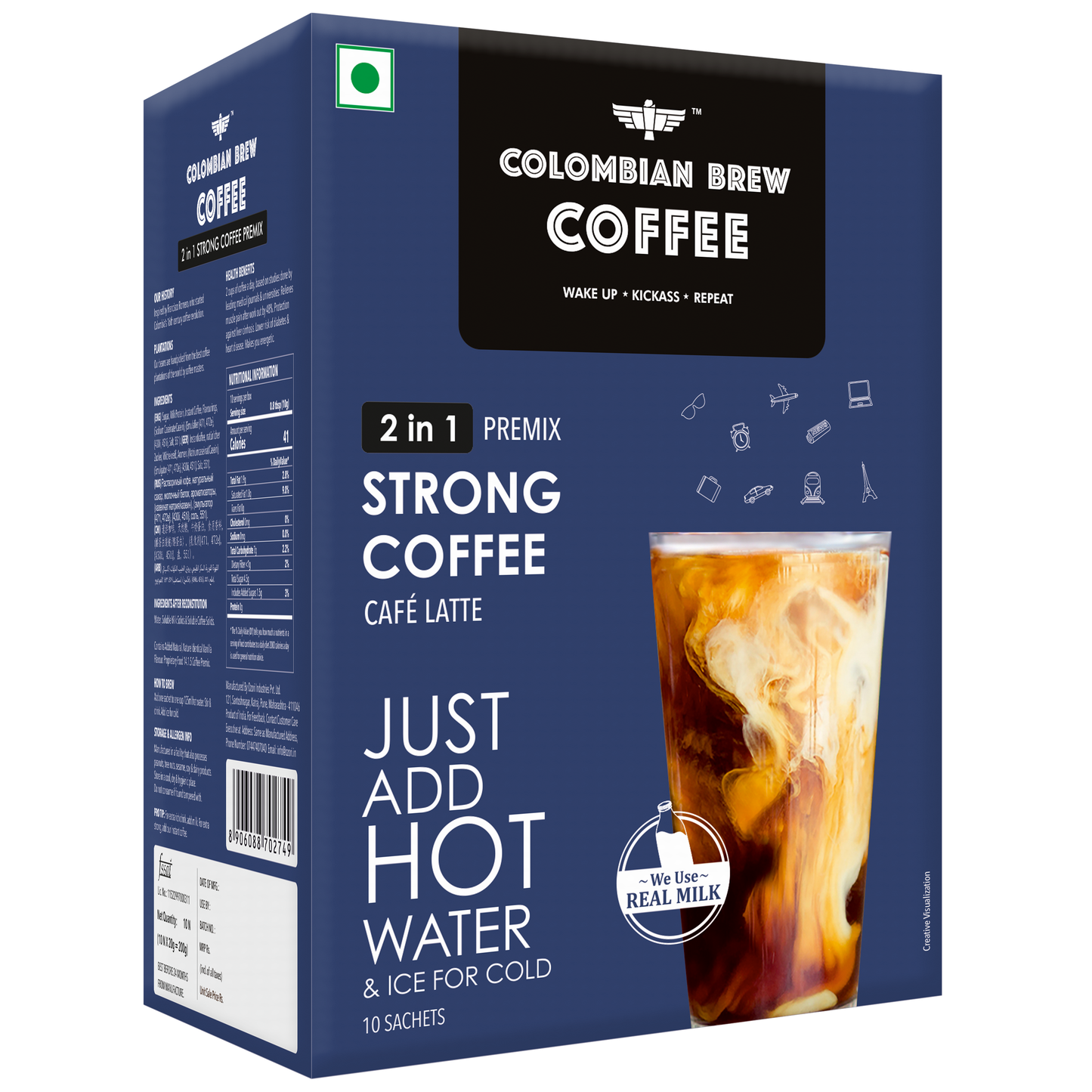 2 in 1 Instant Coffee Powder Premix, 10 Sachets Box