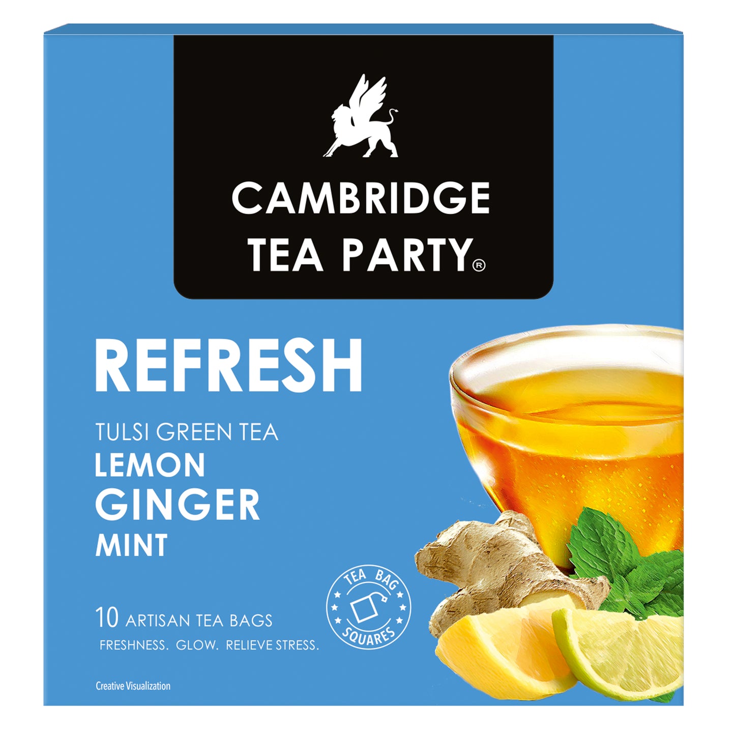 Refresh, Lemon Ginger Mint Tulsi Green Tea, 10 Tea Bags