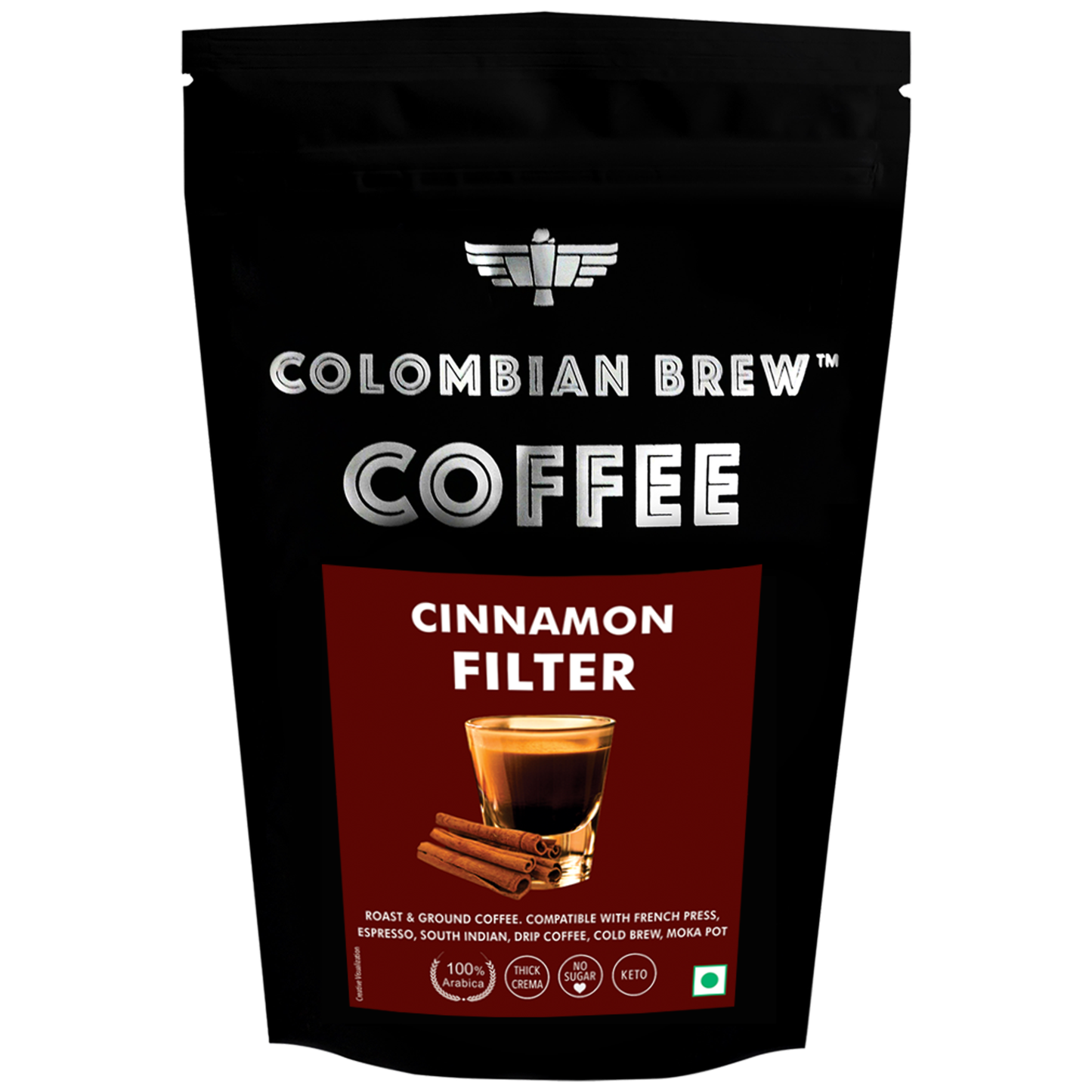 Colombian Brew Cinnamon Filter Coffee Powder, Arabica Roast & Ground, 1kg 