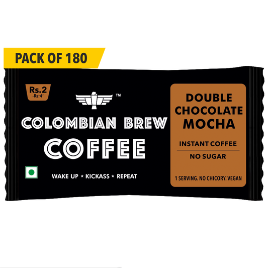 Colombian Brew Double Chocolate Mocha Instant Coffee Powder Sachets, Pack of 180 