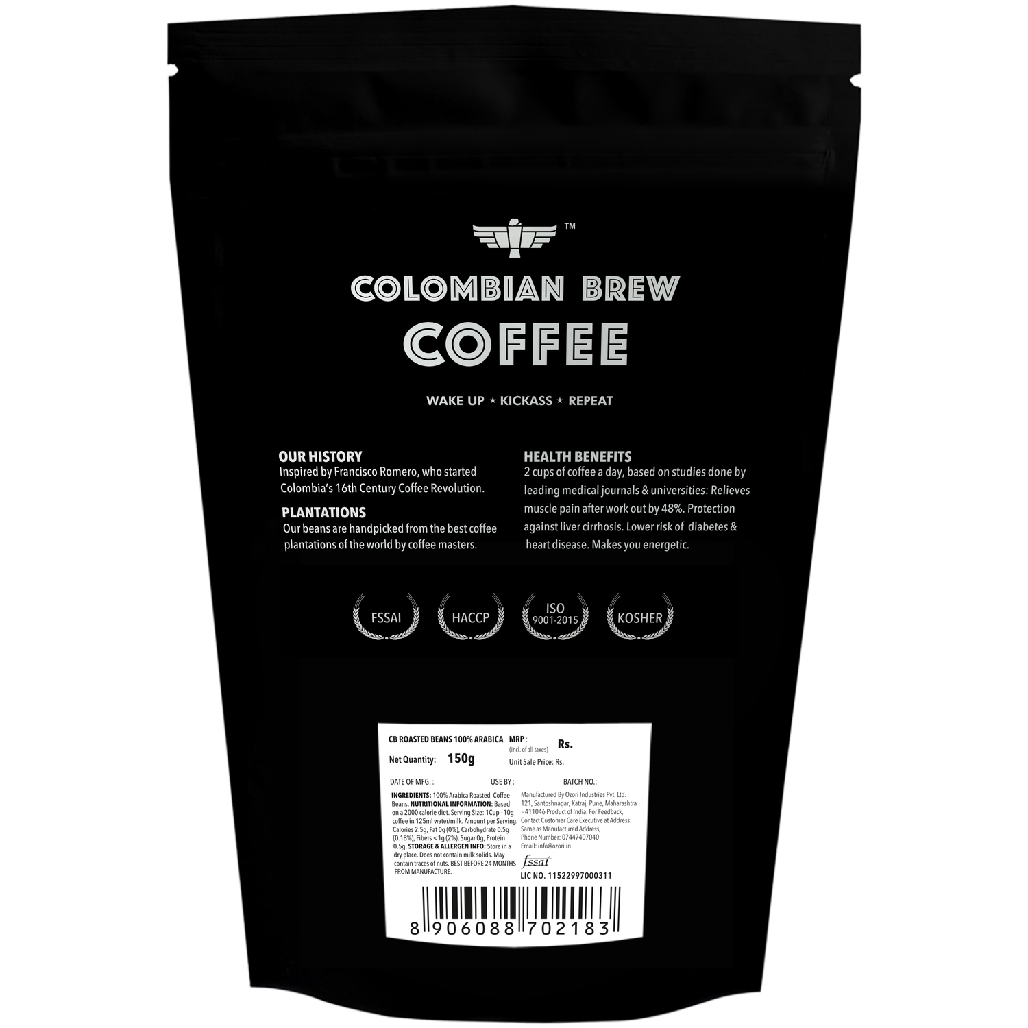 100% Arabica Roasted Coffee Beans 150g 