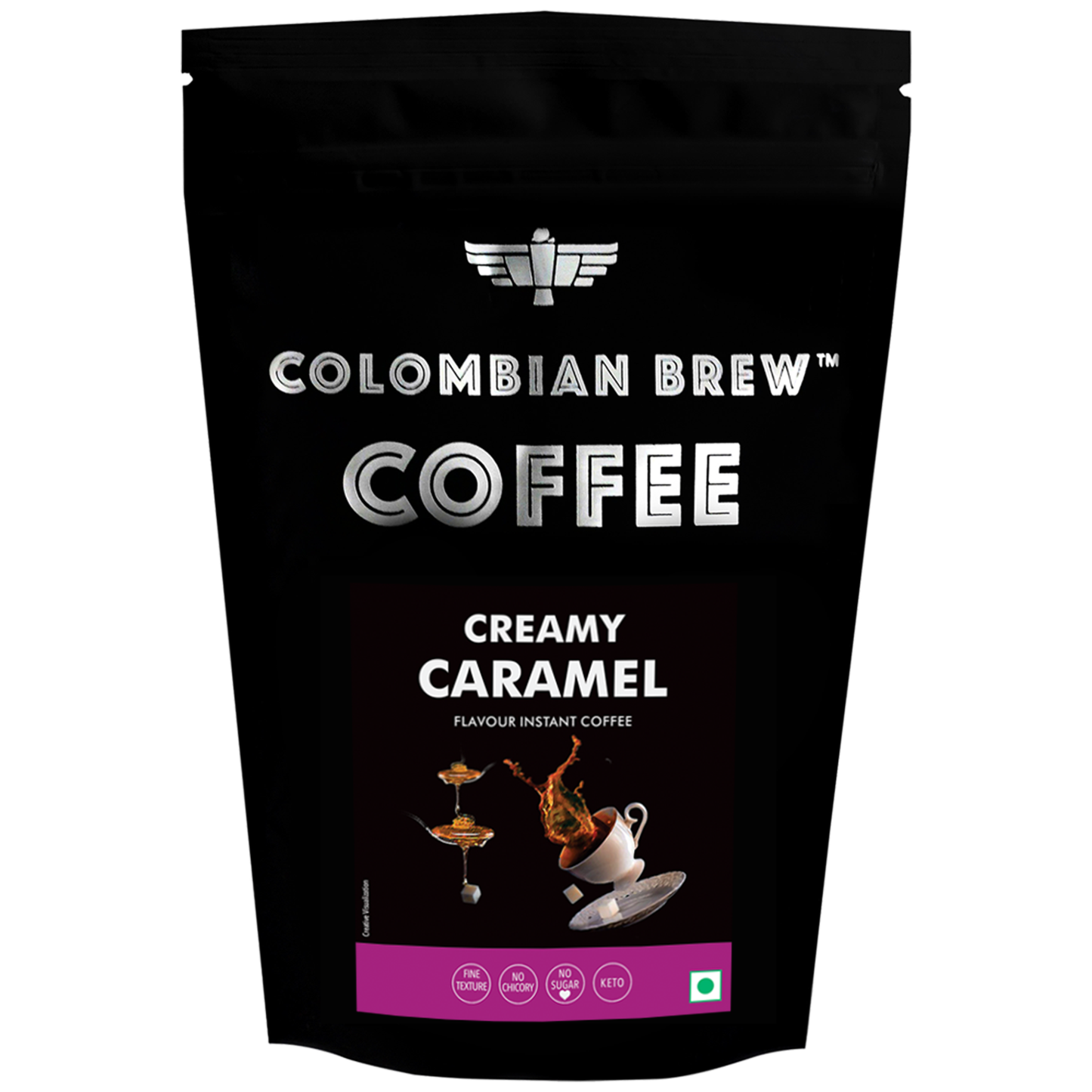 Colombian Brew Caramel Instant Coffee Powder, No Sugar Vegan, 1kg Hotel Pack 