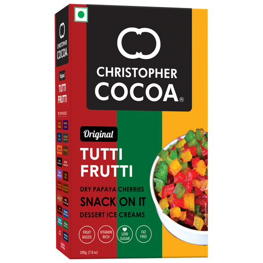 Christopher Cocoa Dry Tutti Frutti Cherries 200g (Dry Papaya Fruit Snack, Topping, Cakes, Baking) 