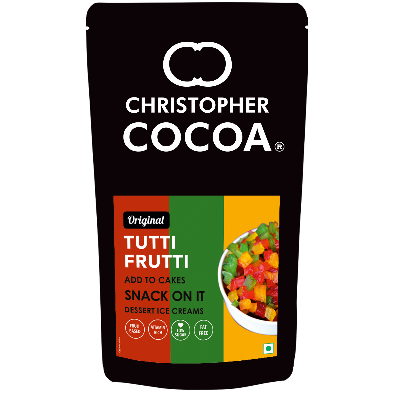 Christopher Cocoa Dry Tutti Frutti Cherries 1Kg  (Dry Papaya Fruit Snack, Topping, Cakes, Baking) 