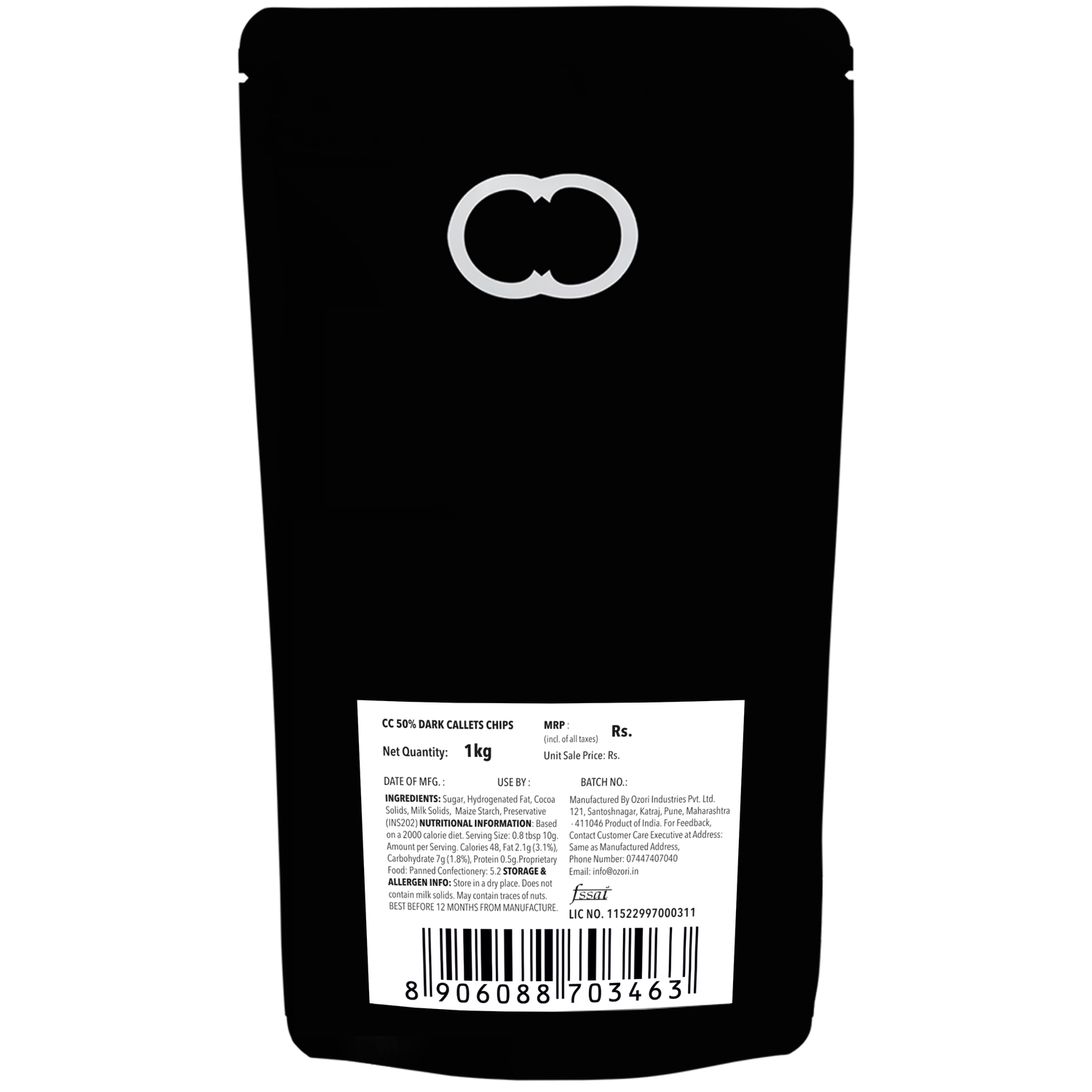 Christopher Cocoa 50% Pure Dark Chocolate Couverture Callets 1Kg (Chocolate Chips, Buttons, Snack, Bake, Cake, Hot Chocolate) 