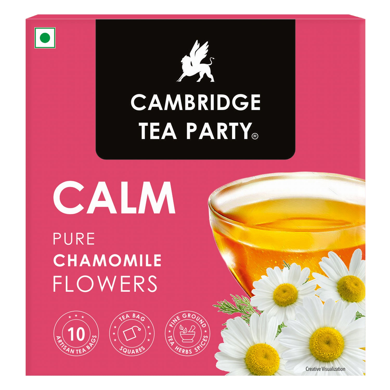 Cambridge Tea Party Calm, Pure Chamomile Flower, Infusion Tea Tisane, 10 Tea Bags 