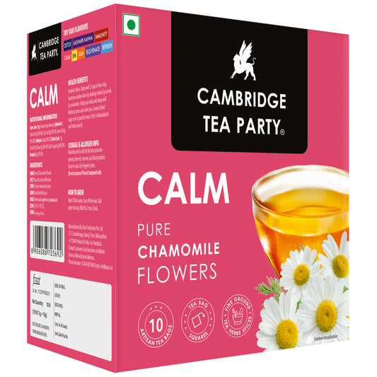 Cambridge Tea Party Calm, Pure Chamomile Flower, Infusion Tea Tisane, 10 Tea Bags 