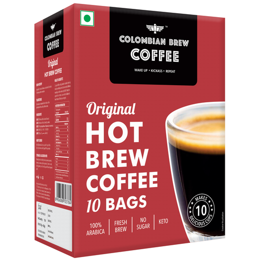 Colombain Brew Coffee Arabica Original Hot Brew 10 Bags, 10 Cups