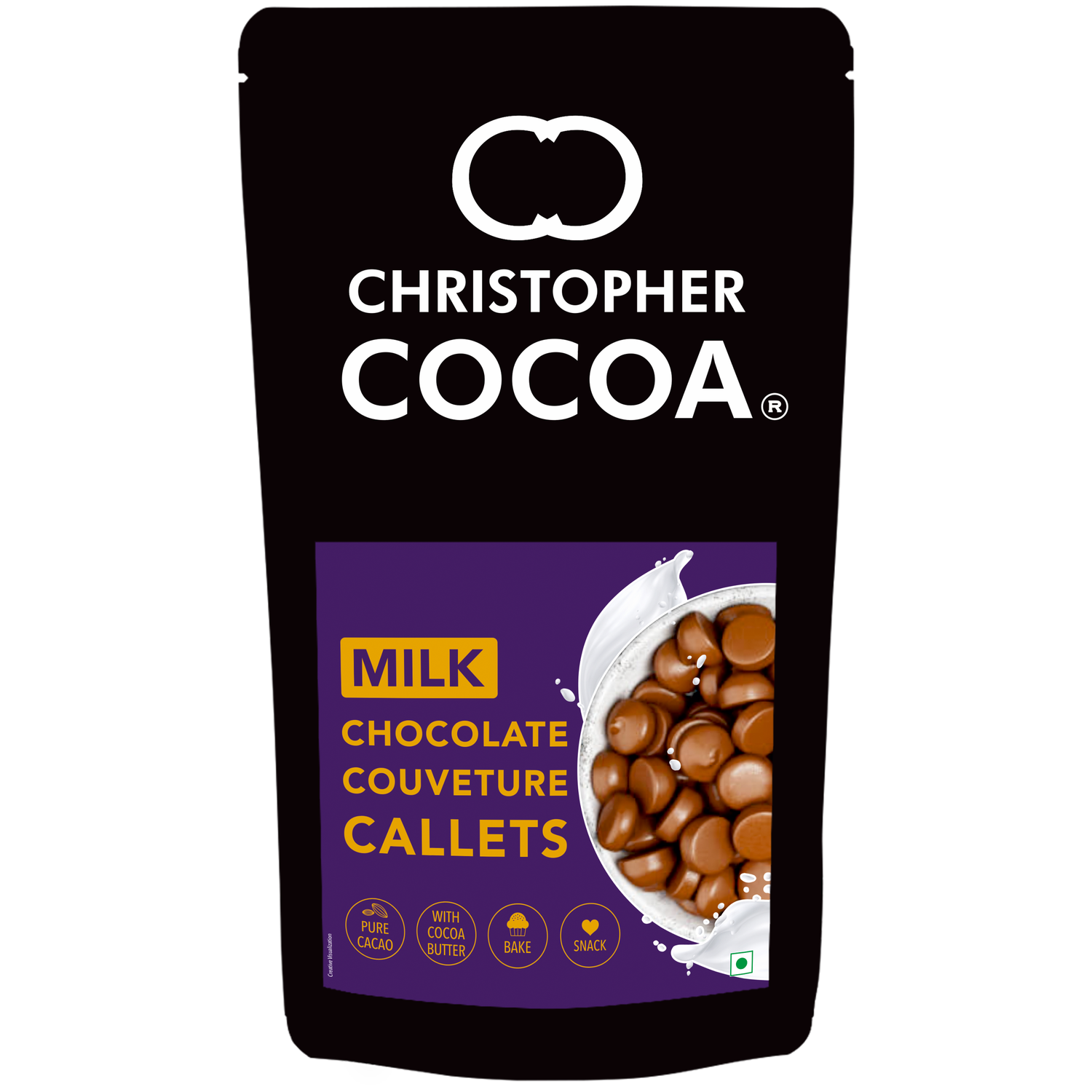 Christopher Cocoa Pure Milk Chocolate Couverture Callets 1Kg (Chocolate Chips, Buttons, Snack, Bake, Cake, Hot Chocolate) 