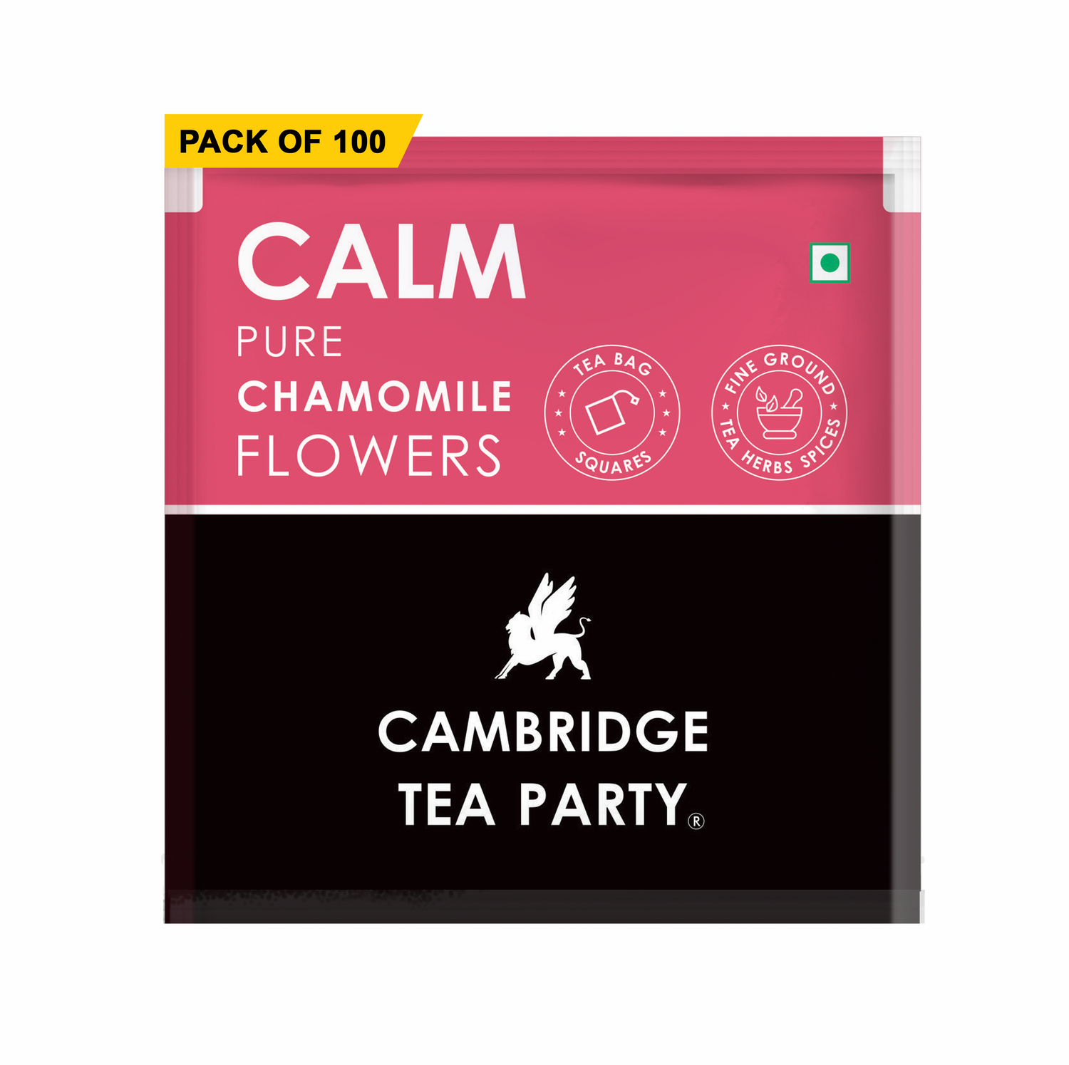 Cambridge Tea Party Calm 100 Tea Bags, Pure Chamomile Flower, Infusion Tea Tisane, Bulk Pack 