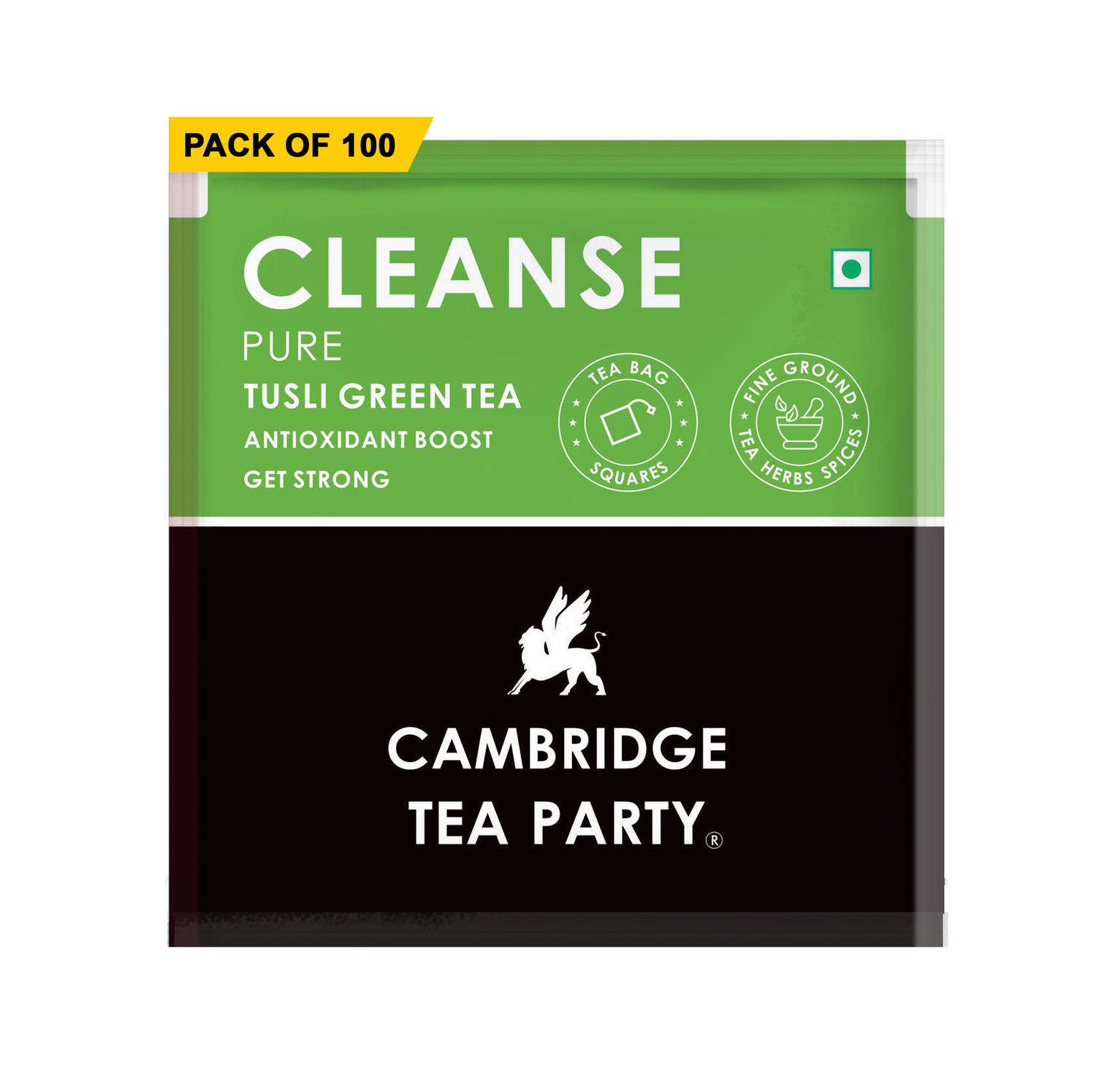 Cambridge Tea Party Pure Tulsi Green Tea 100 Tea Bags, Cleanse, Bulk Pack 