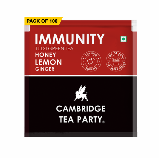 Cambridge Tea Party Immunity 100 Tea Bags, Honey Lemon Ginger Tulsi Green Tea, Bulk Pack 