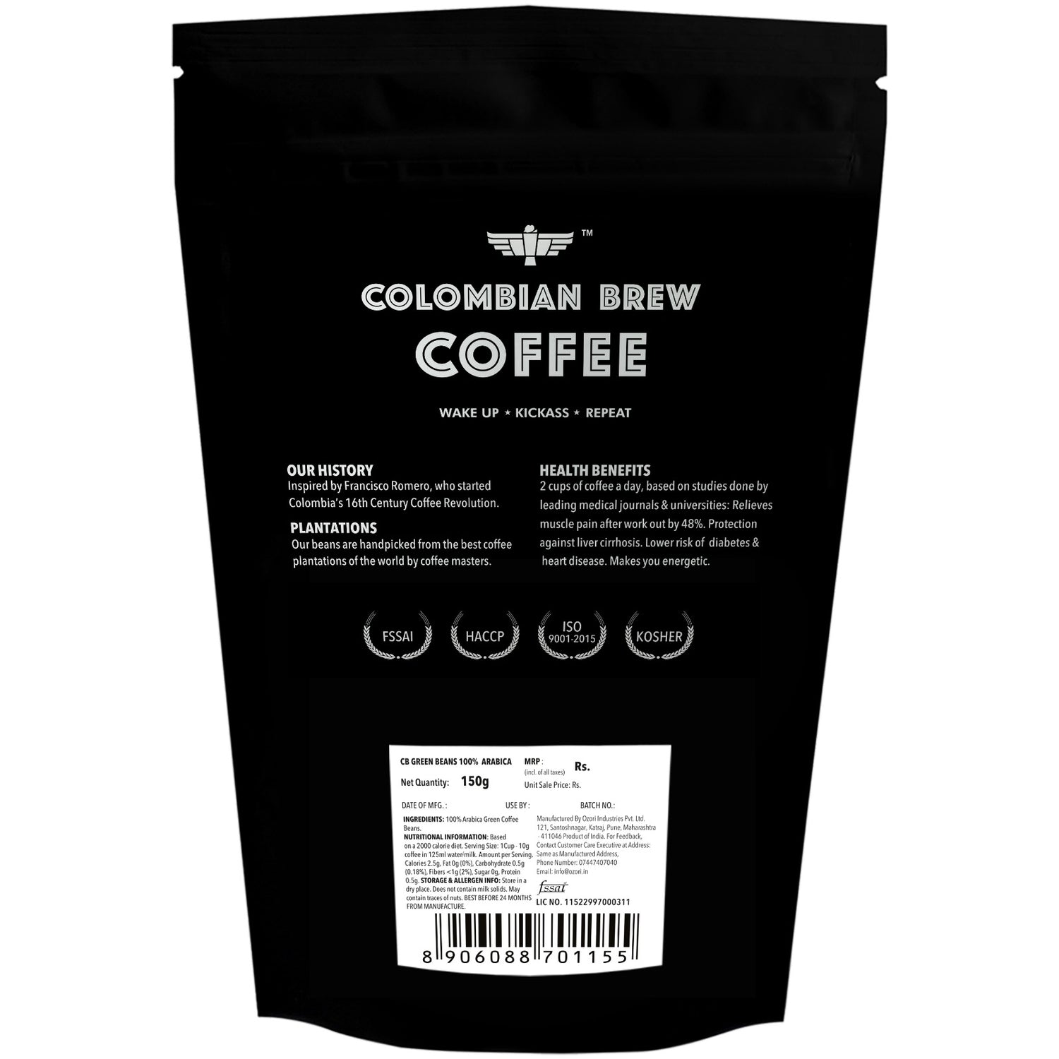 100% Arabica Green Coffee Beans for Weight Loss 150g 
