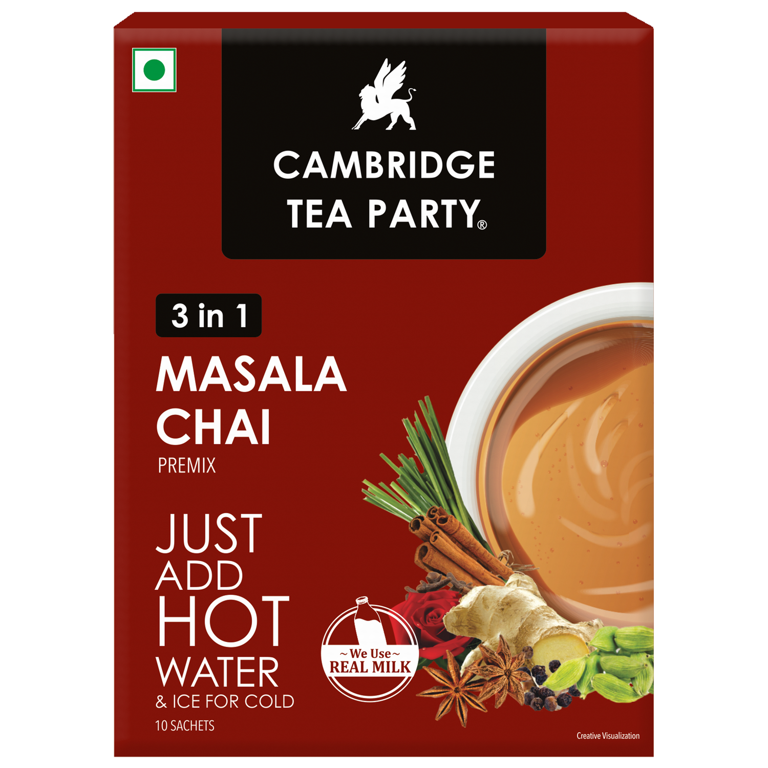 Instant Tea Masala Chai with Adrak Elaichi, 3 in 1 Premix Powder, 10 sachets box 
