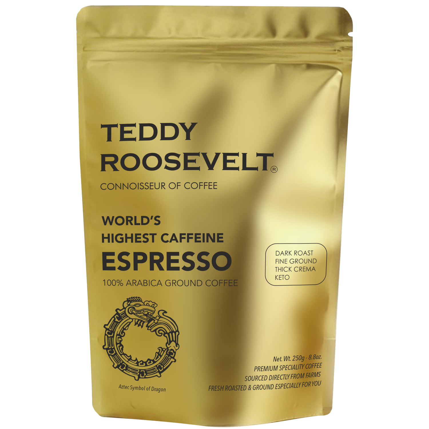 High Caffeine Espresso Filter Coffee Powder, Arabica Dark Roast Fine Ground, 250g 
