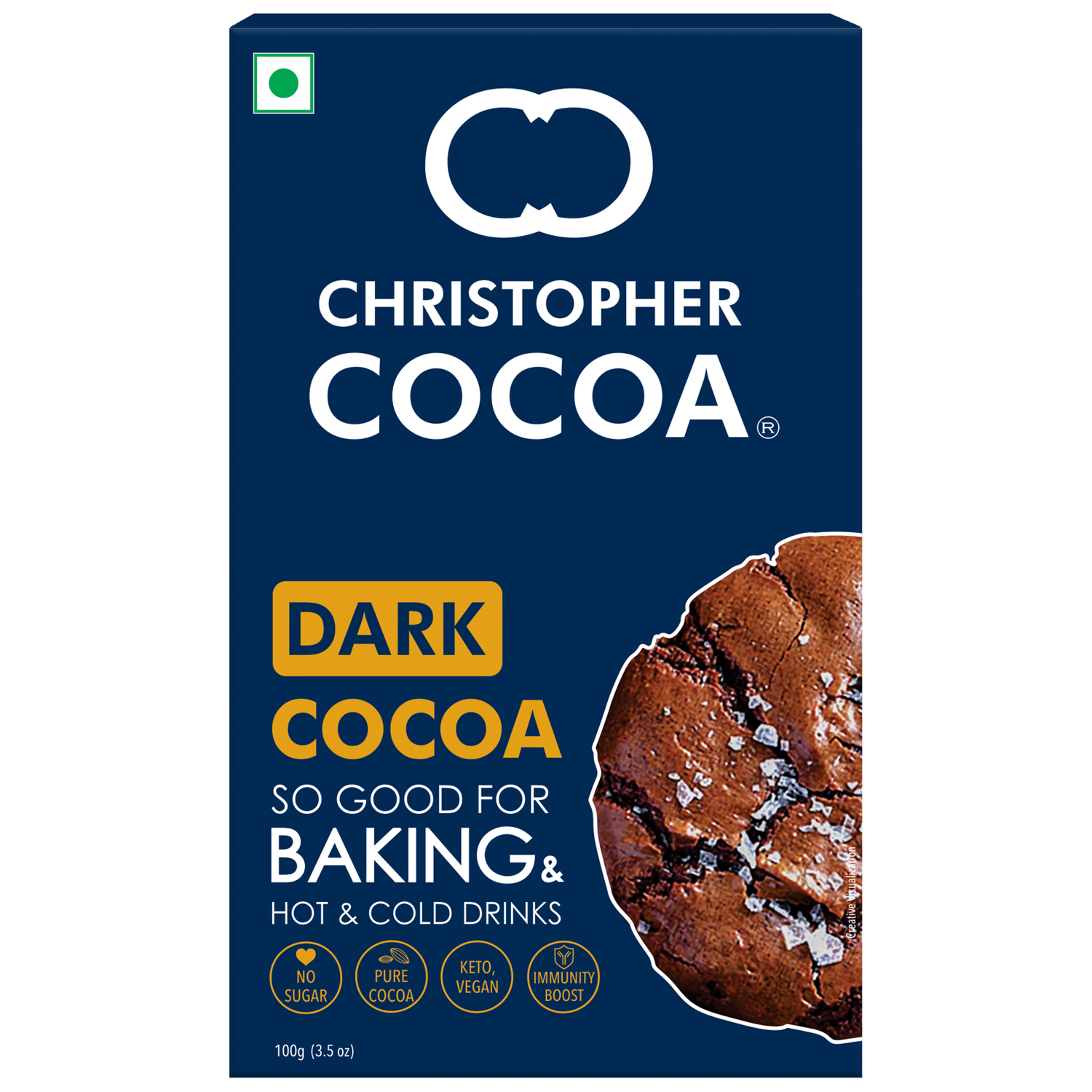 Dark Cocoa Powder, Unsweetened, 100g (Bake, Cake, Hot Chocolate, Drinking Shakes) 
