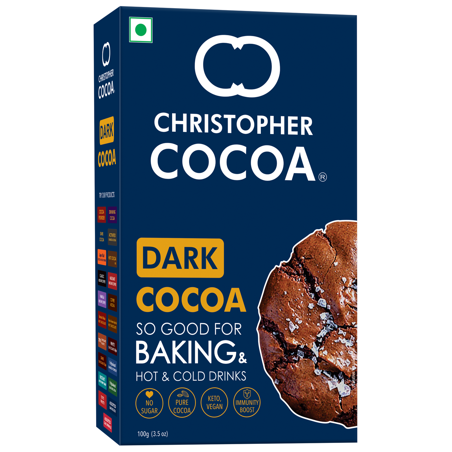 Dark Cocoa Powder, Unsweetened, 100g (Bake, Cake, Hot Chocolate, Drinking Shakes) 