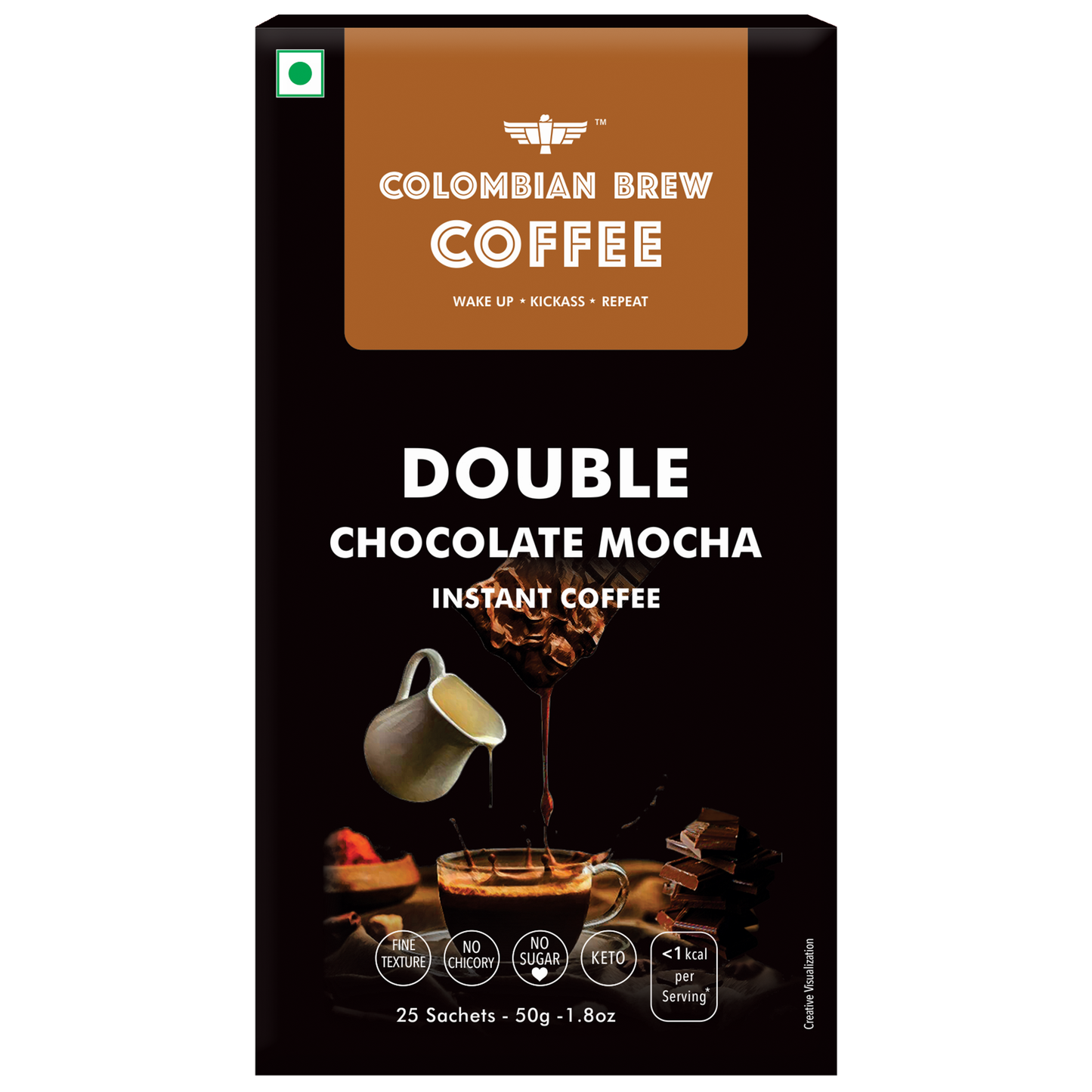 Double Chocolate Mocha Instant Coffee, No Sugar Vegan, 50g 