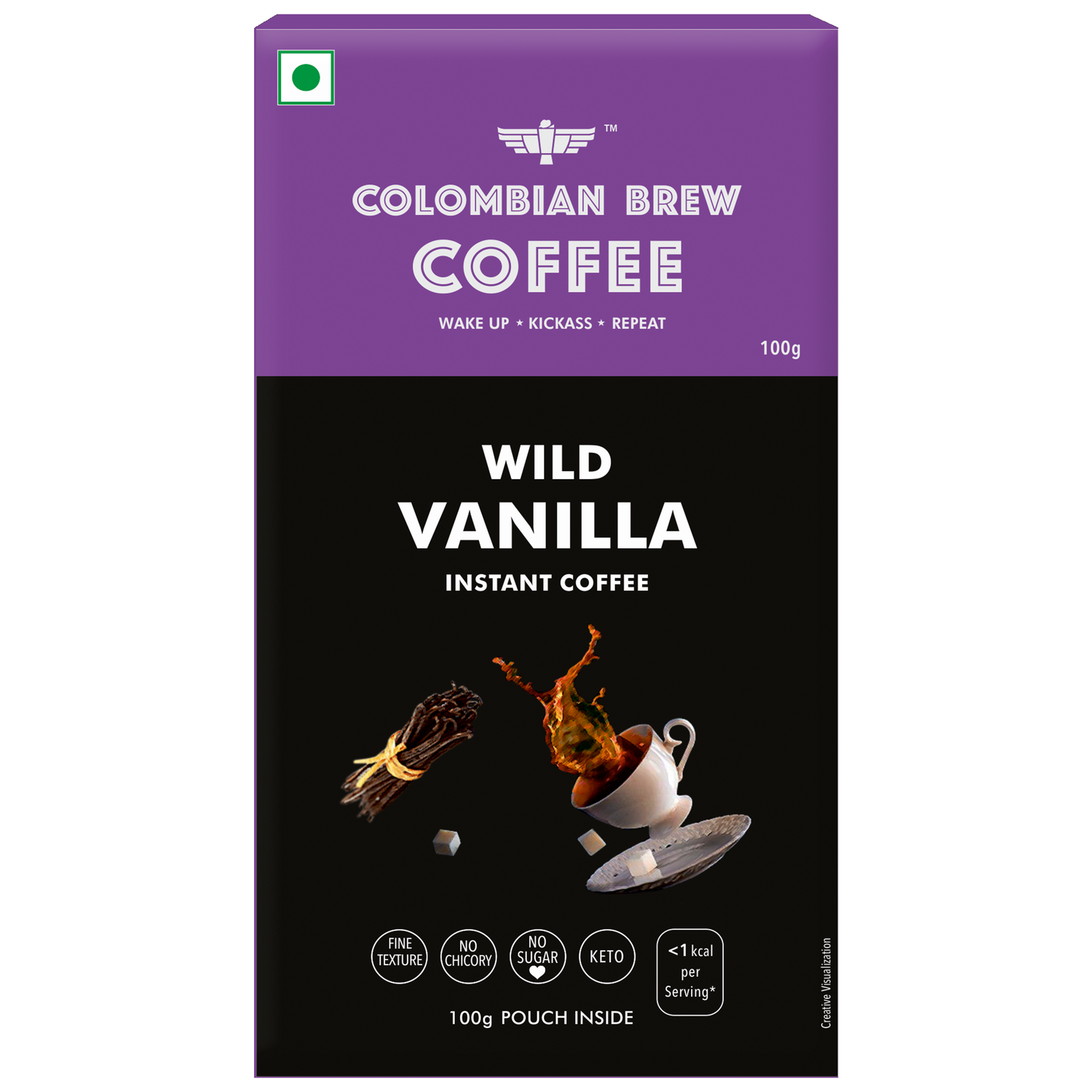 Vanilla Instant Coffee Powder, No Sugar Vegan, 100g 
