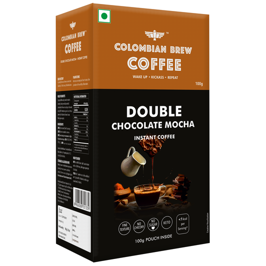 Double Chocolate Mocha Instant Coffee Powder, No Sugar Vegan, 100g 