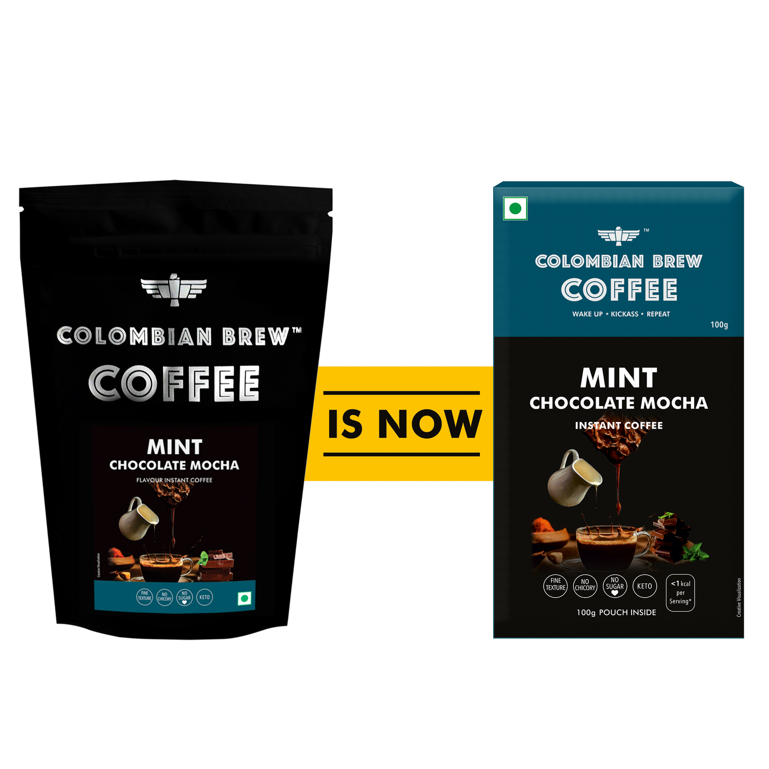 Mint Chocolate Mocha Instant Coffee Powder, No Sugar Vegan, 100g 