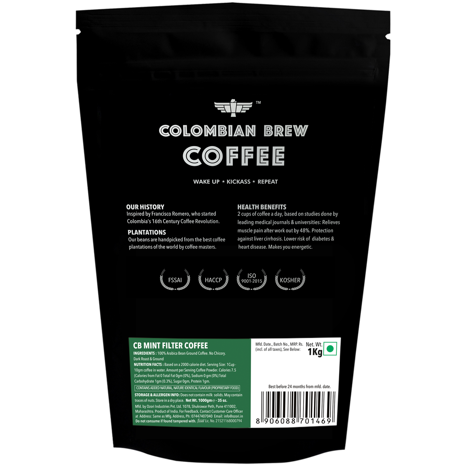 Mint Filter Coffee Powder, Arabica Roast & Ground, 1kg 