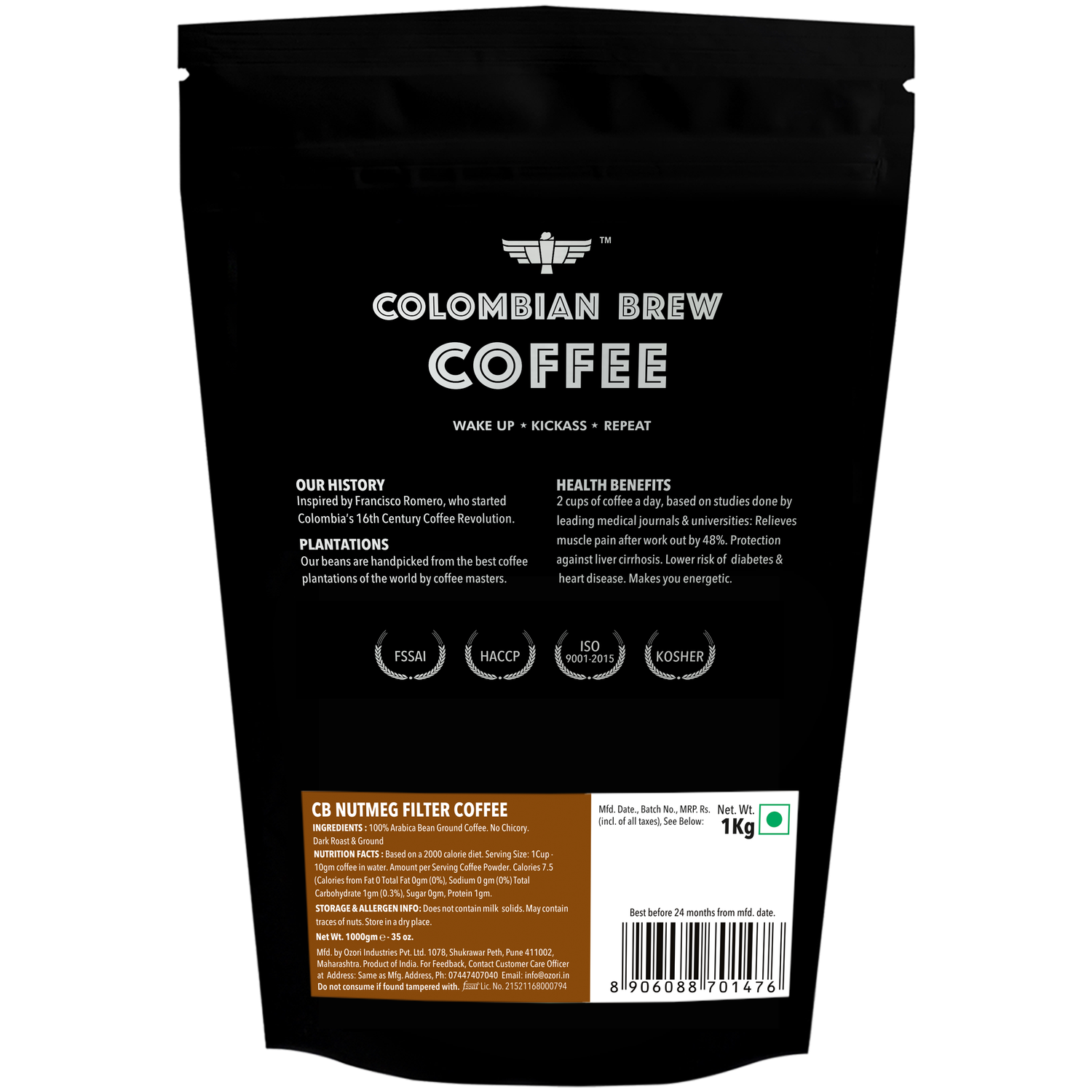 Nutmeg Filter Coffee Powder, Arabica Roast & Ground, 1kg 