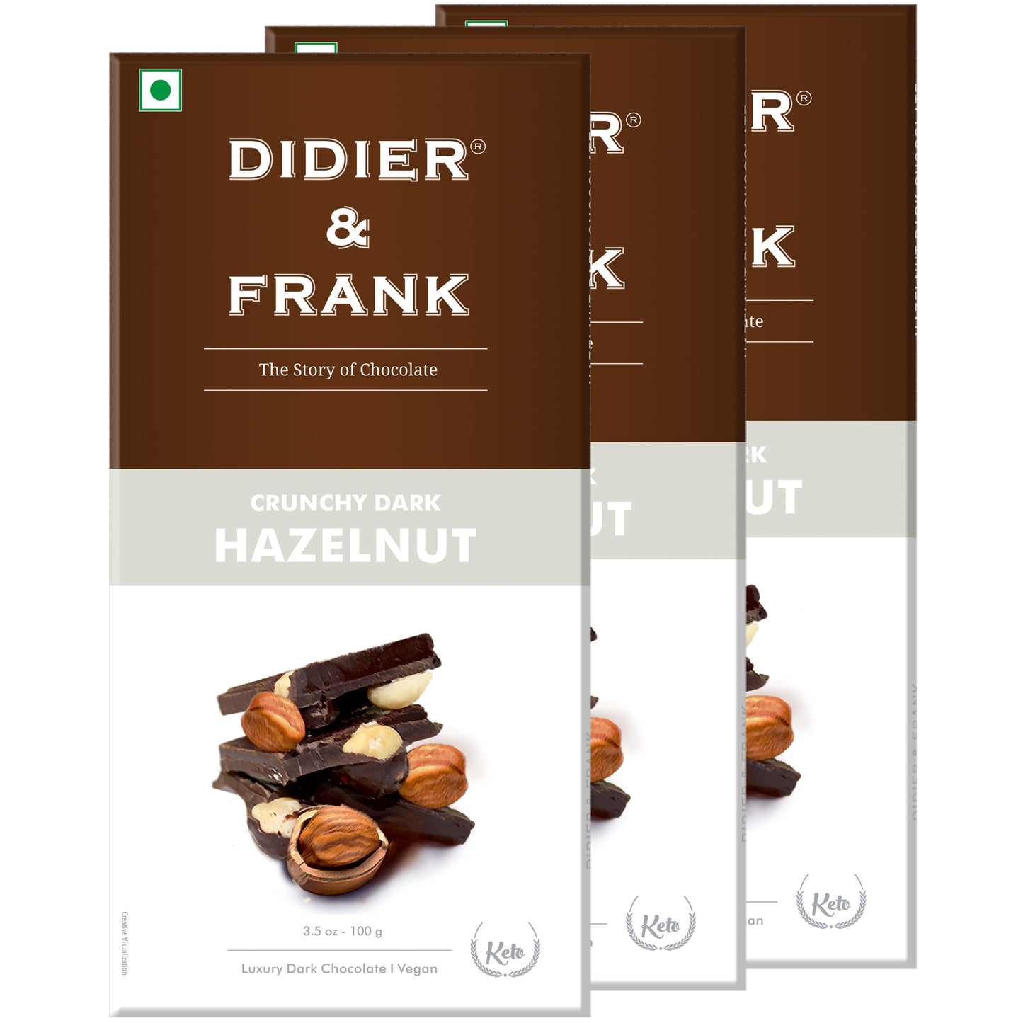 Crunchy Hazelnut Dark Chocolate 100g, Pack of 3 (Gift Pack) 