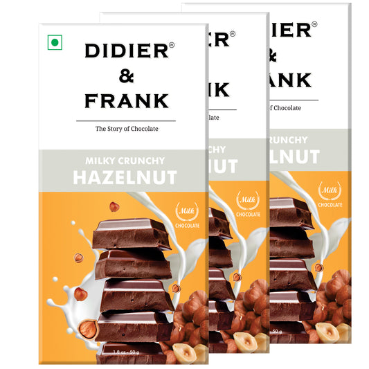 Crunchy Hazelnut Milk Chocolate 50g, Pack of 3 (Gift Pack) 