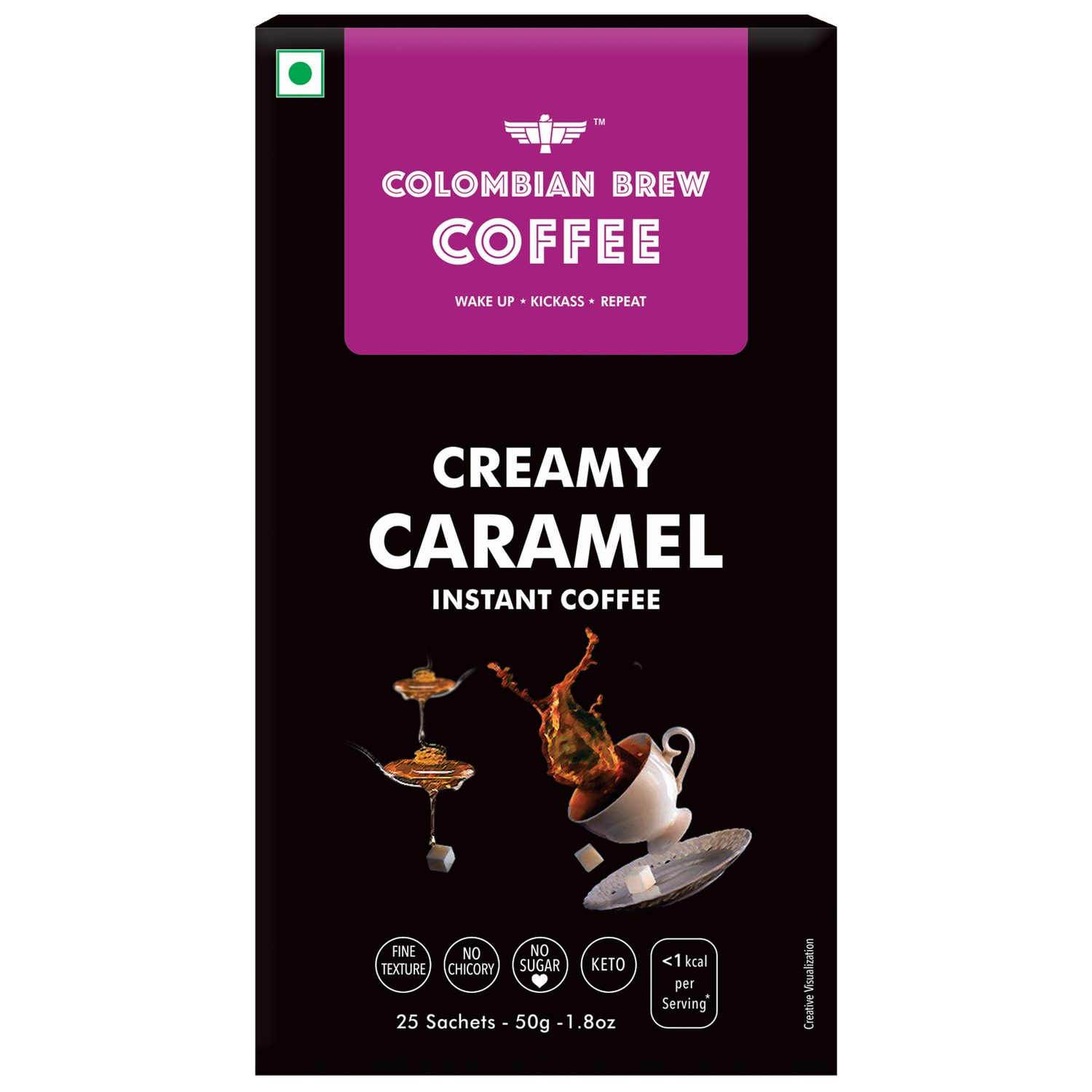 Creamy Caramel Instant Coffee, No Sugar Vegan, 50gm 