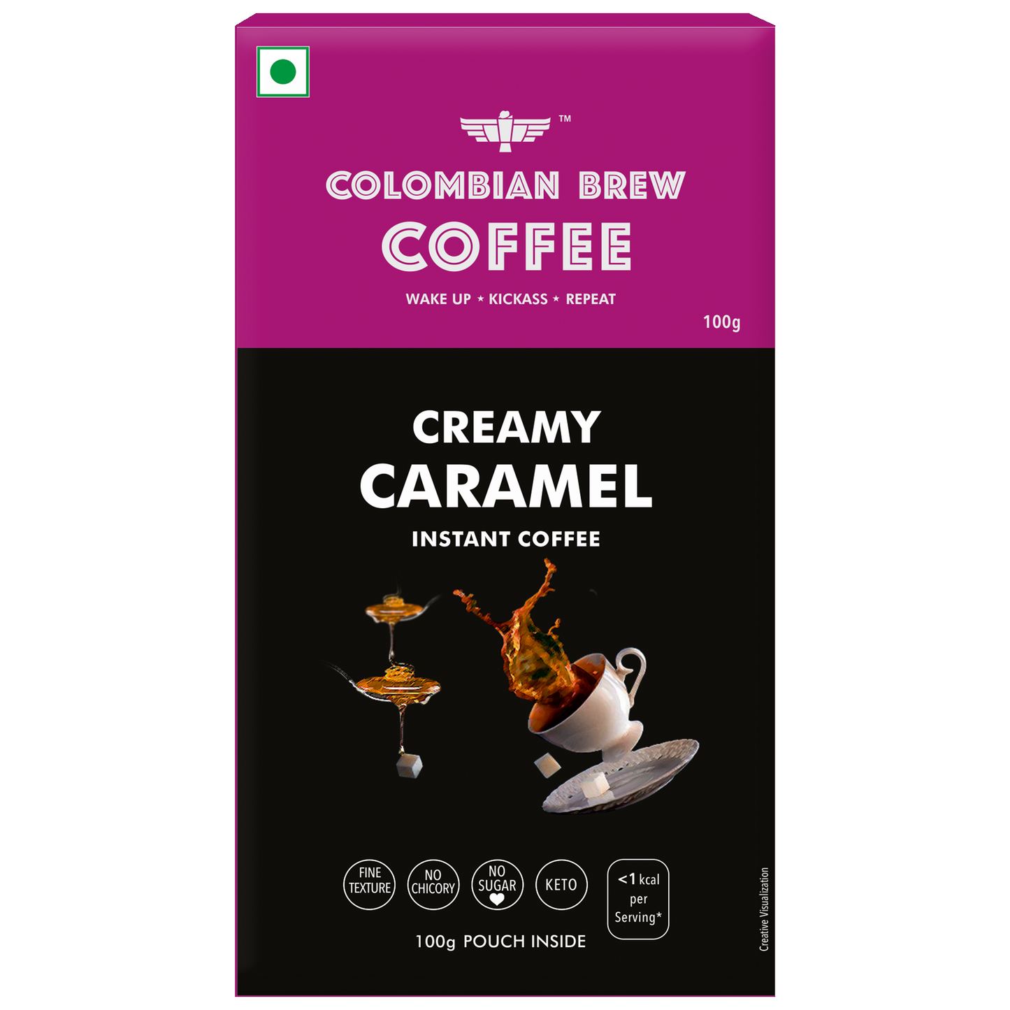 Creamy Caramel Instant Coffee Powder, No Sugar Vegan, 100g 