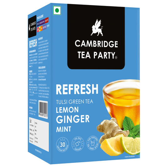 Refresh 30 Tea Bags, Lemon Ginger Mint Tulsi Green Tea 