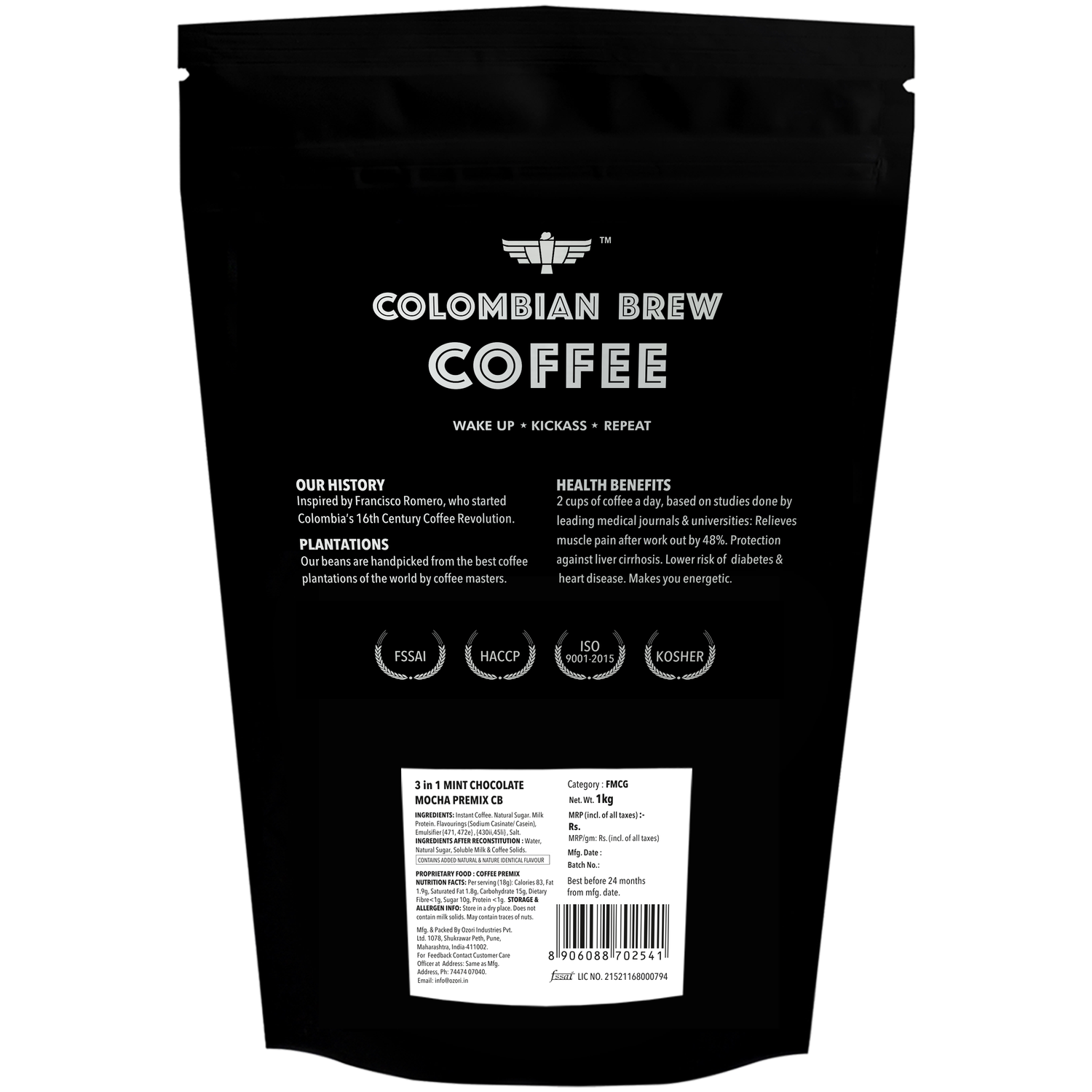 Mint Chocolate Mocha  Café Latte, Instant Coffee Powder Pre-mix (3 in 1) 1kg 
