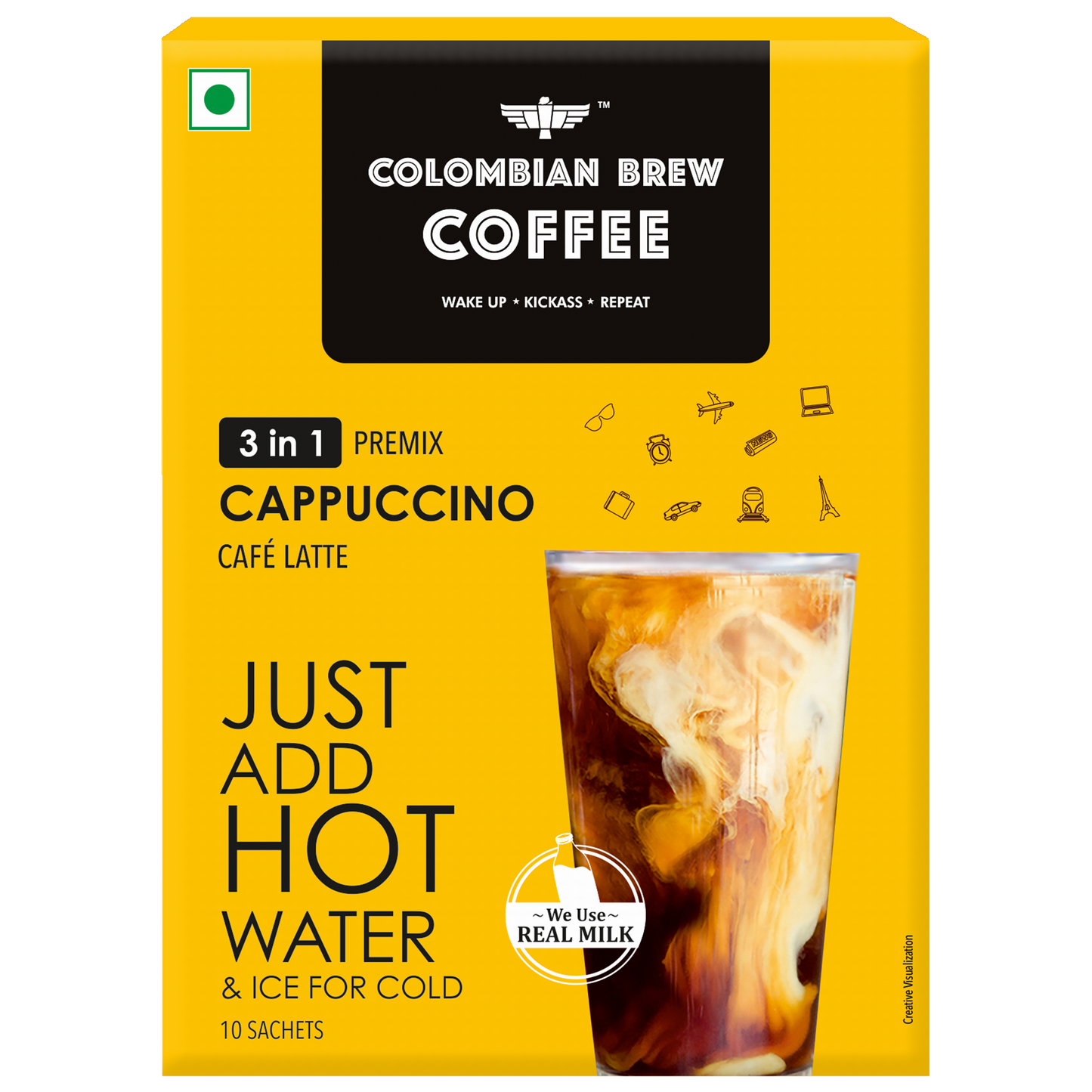 3 in 1 Cappuccino Café Latte, Instant Coffee Powder Premix, 10 Sachets Box 