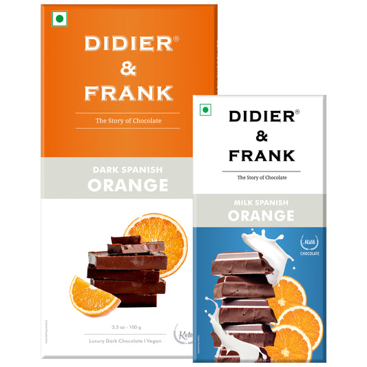 Spanish Orange Dark Chocolate 100g & Orange Milk Chocolate 50g 