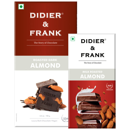 Roasted Almond Dark Chocolate 100g & Almond Milk Chocolate 50g 