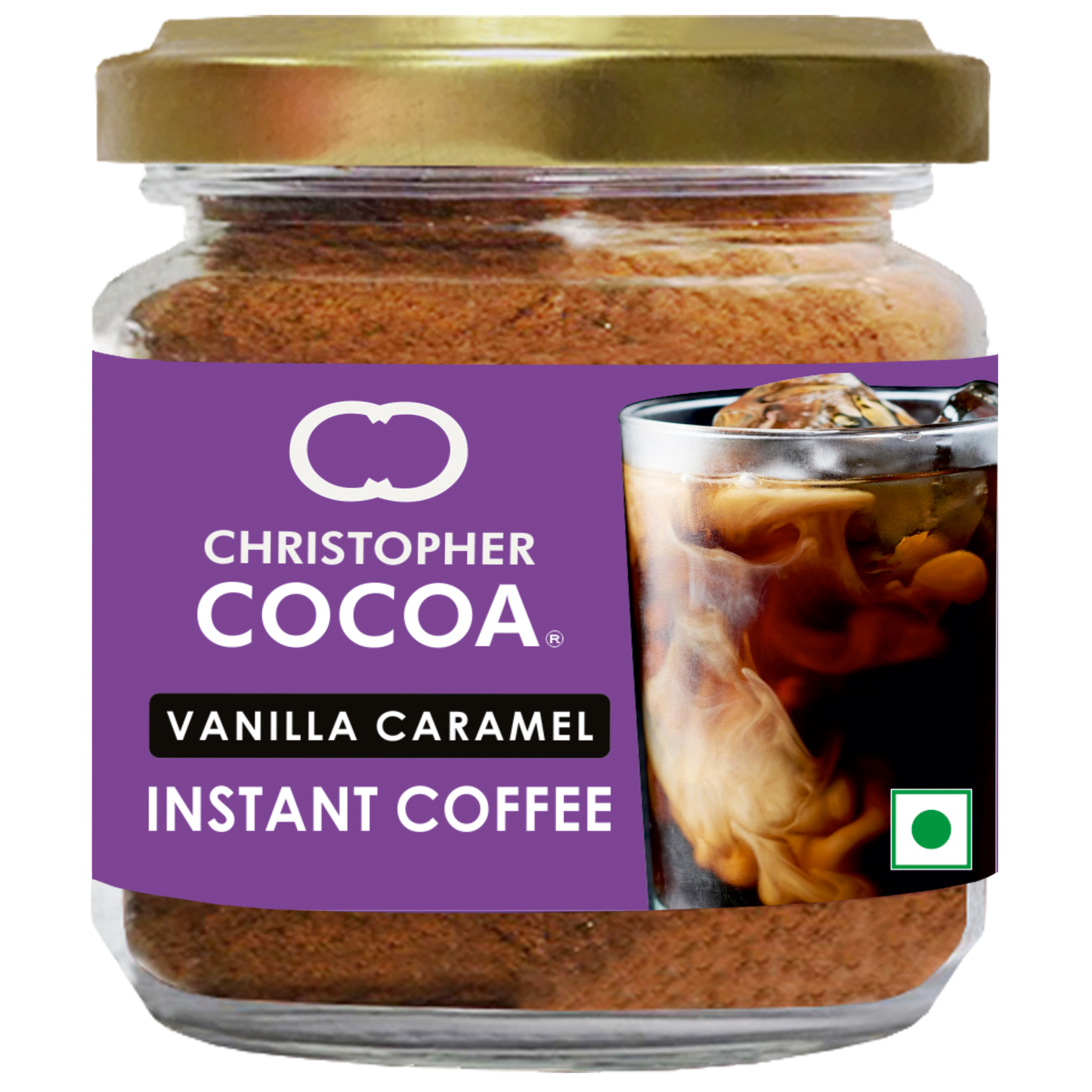 Vanilla Caramel Chocolate Mocha, 50g (Instant Coffee Cocoa Powder, No sugar, Vegan) 