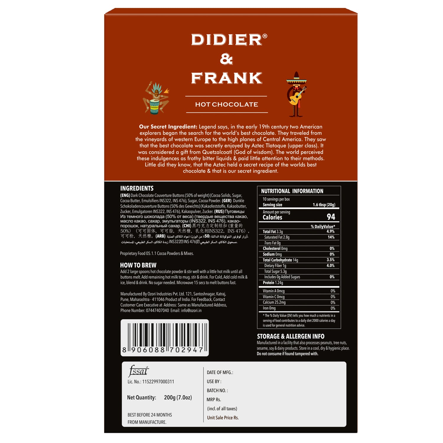Hot Drinking Chocolate with Dark Chocolate Buttons 200g (Drink Hot or Cold Milk Shake) 
