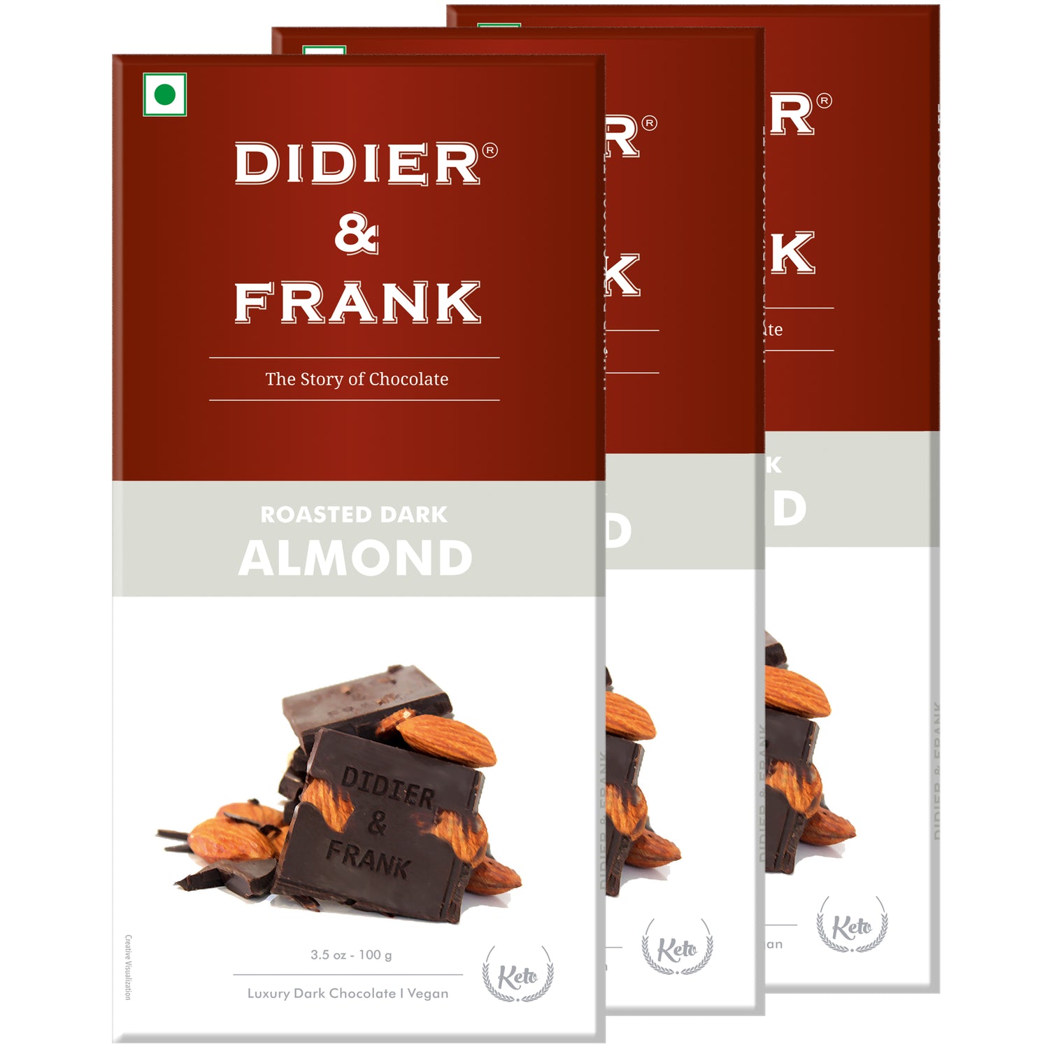 Roasted Almond Dark Chocolate 100g, Pack of 3 (Gift Pack) 