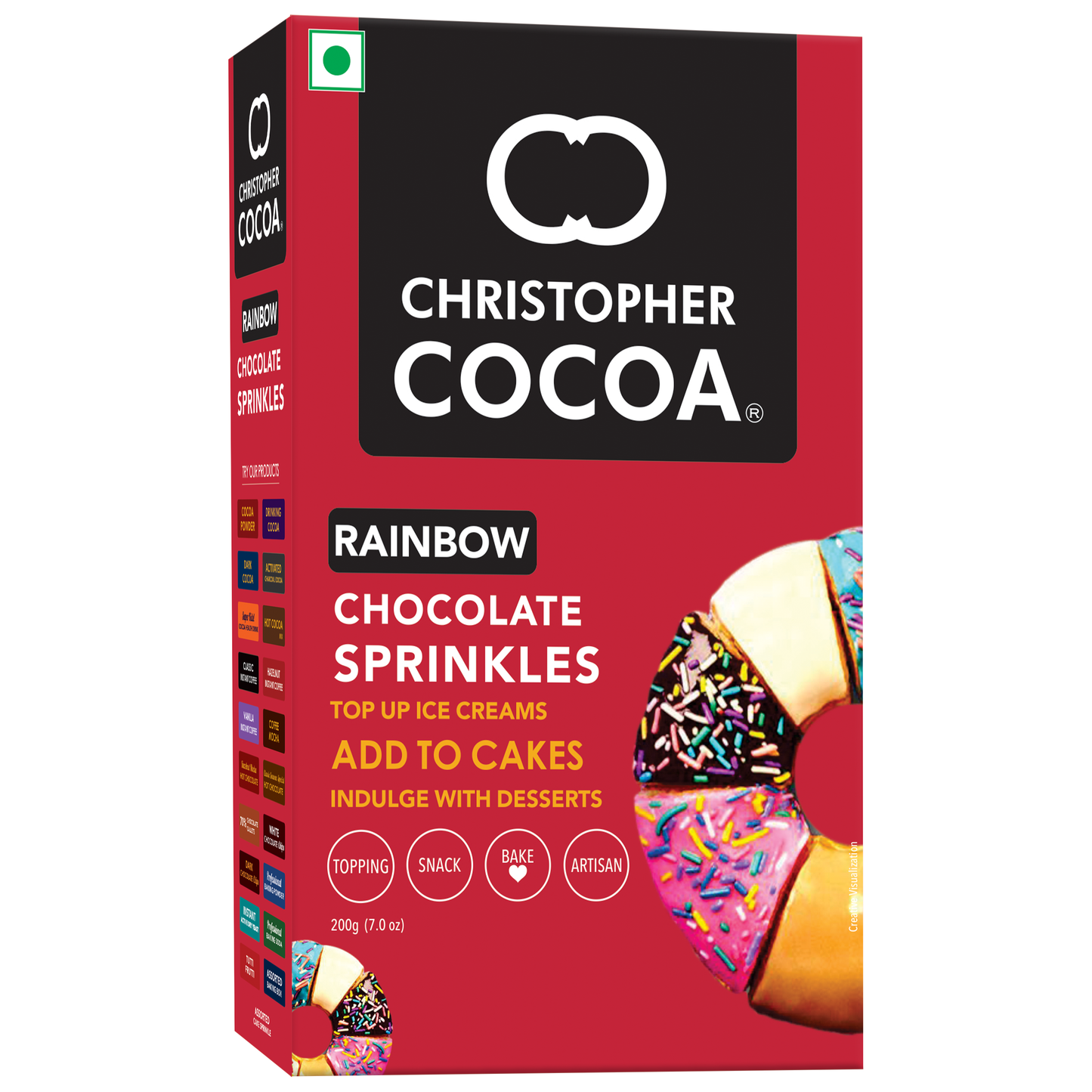 Rainbow Chocolate Sprinkles 200g  (Snack, Topping Ice Cream, Cakes, Baking) 