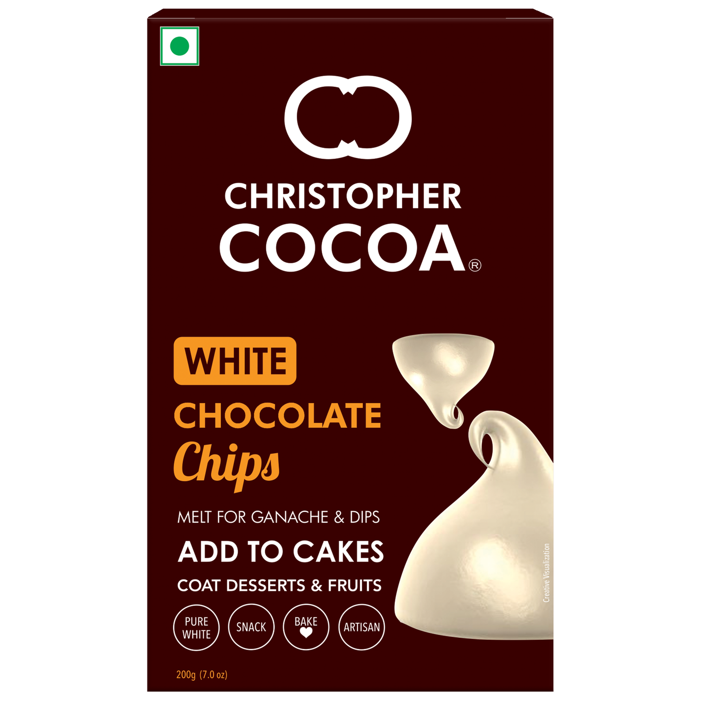 White Chocolate Choco Chips 200g (Snack, Topping Ice Cream, Cakes, Baking) 